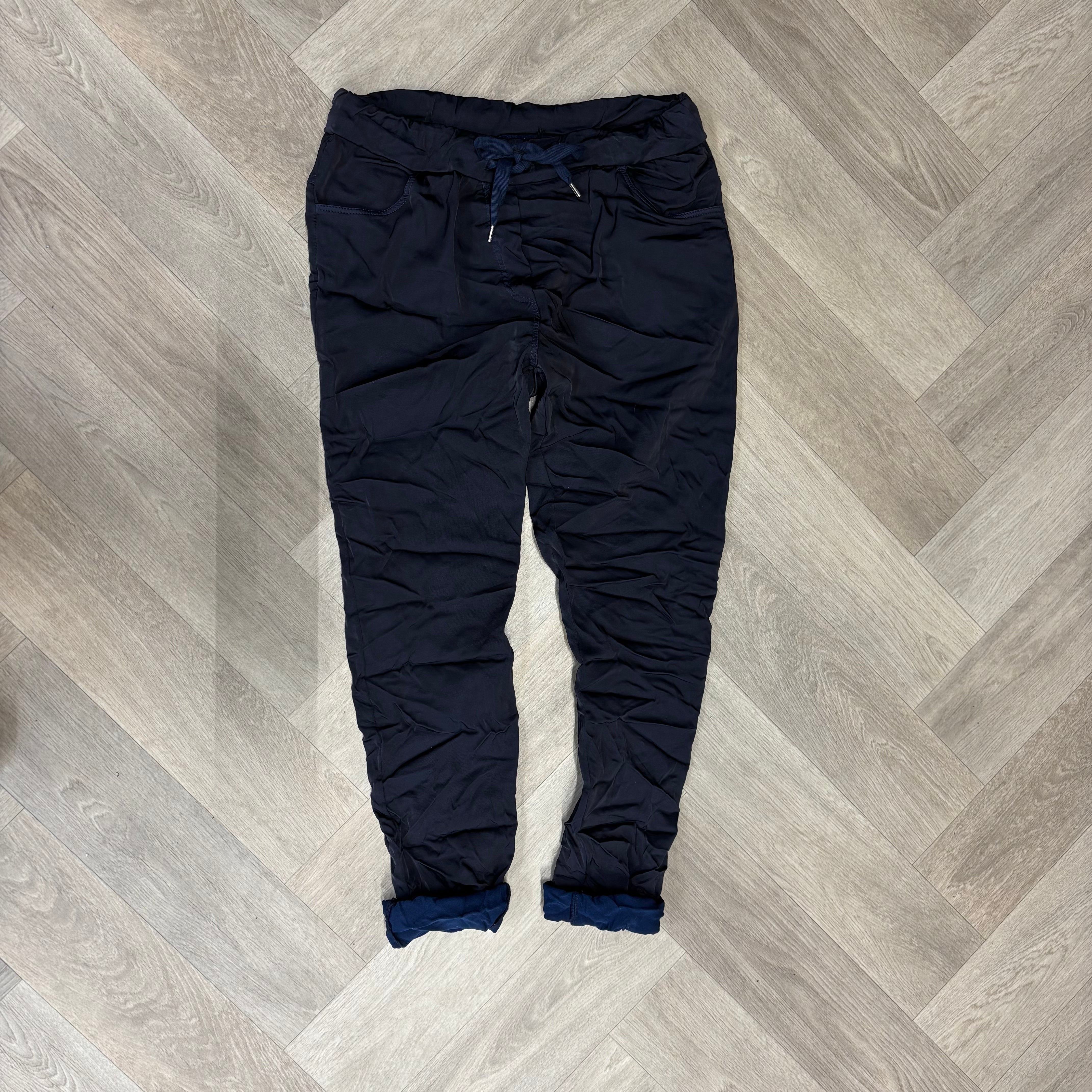 Silky stretchbroek marineblauw