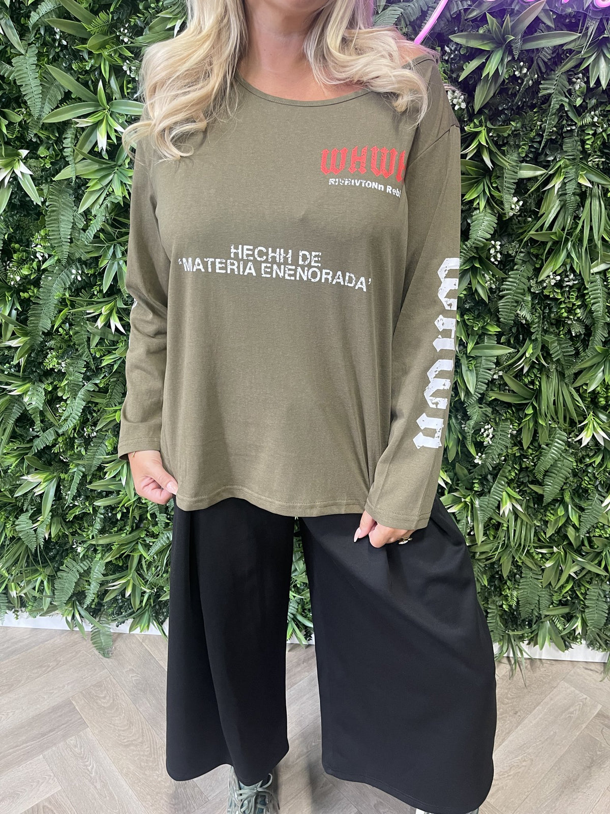 Shirt lange mouwen WHWH legergroen