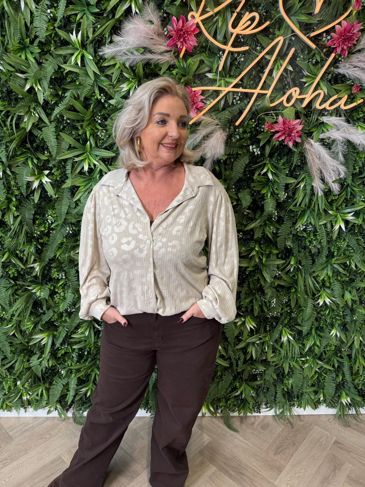 Blouse panterprint beige