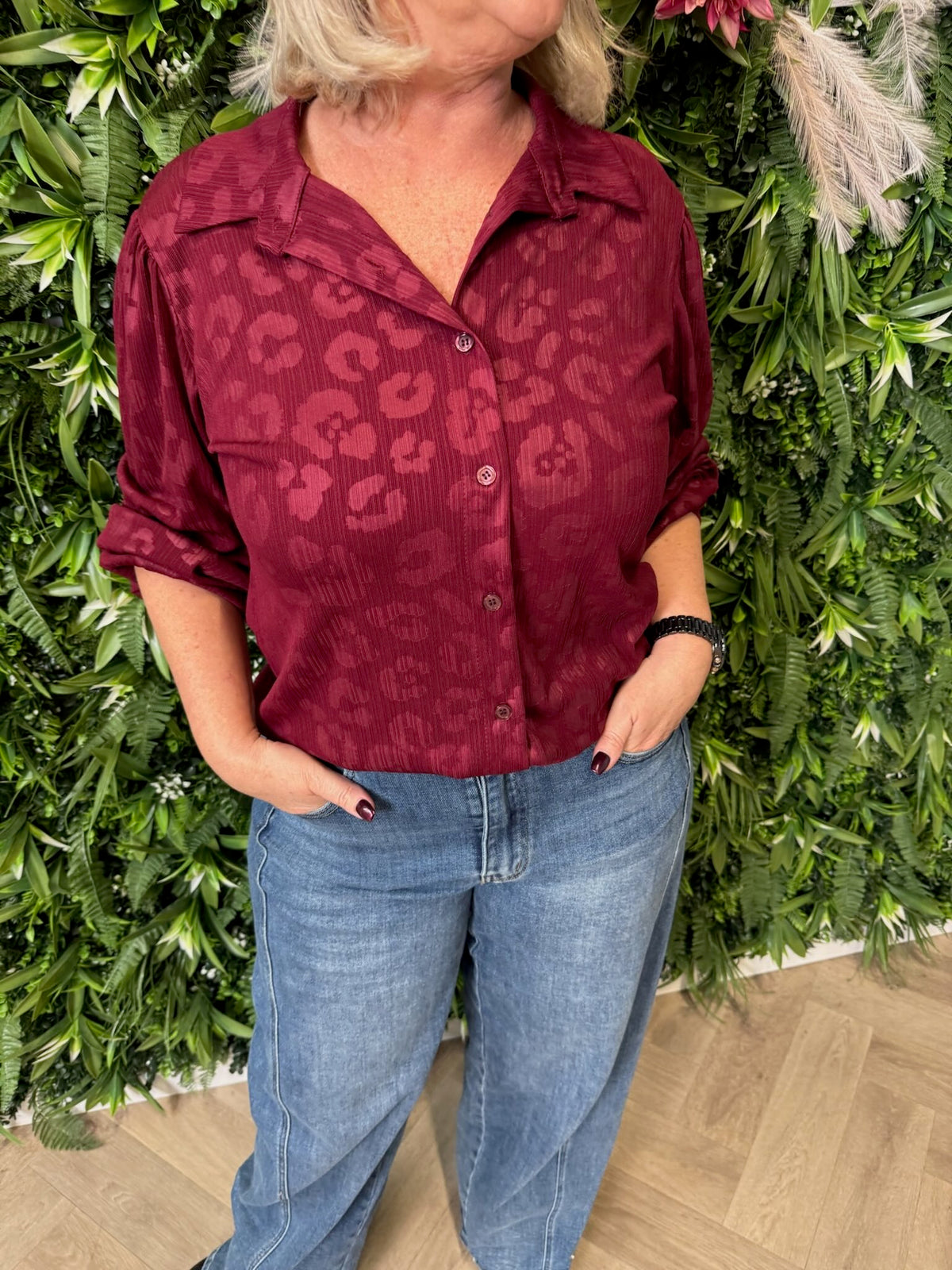 Blouse panterprint bordeaux