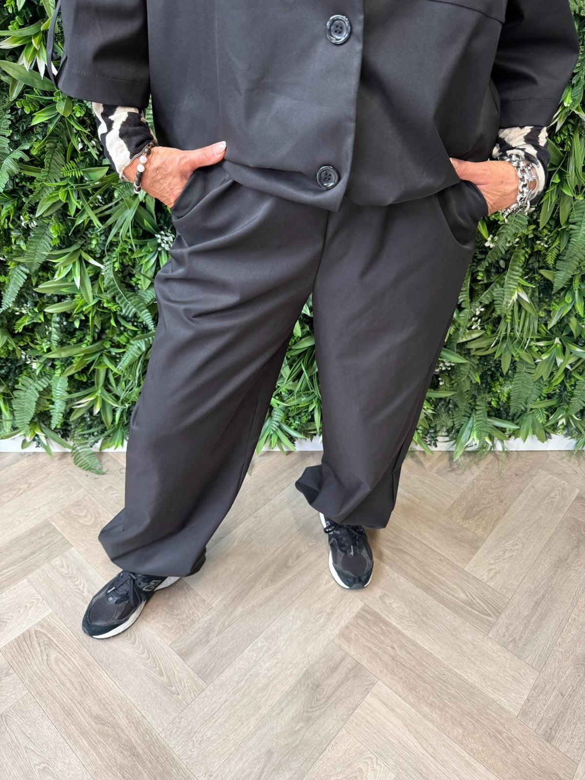 Tweedelig blazer set korte mouwen zwart