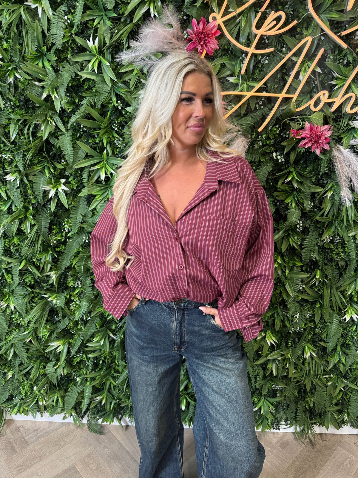 Blouse gestreept New York bordeaux