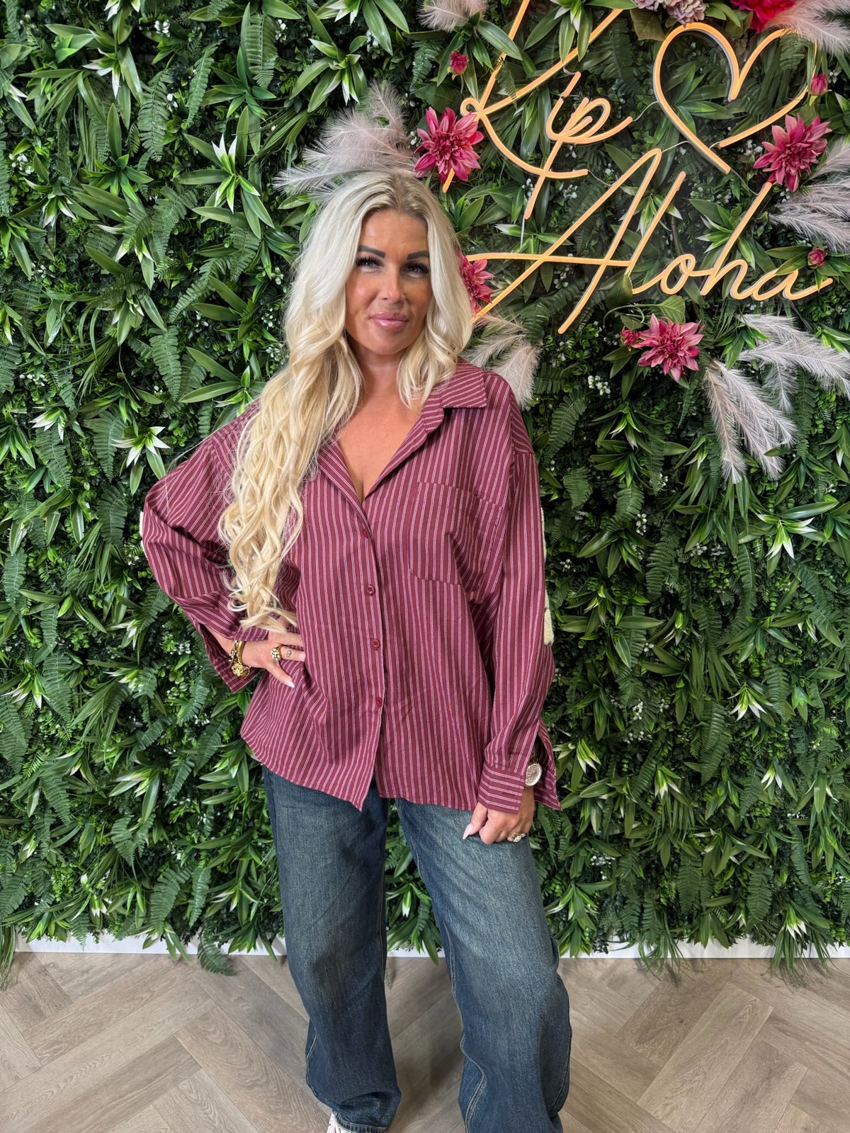 Blouse gestreept New York bordeaux