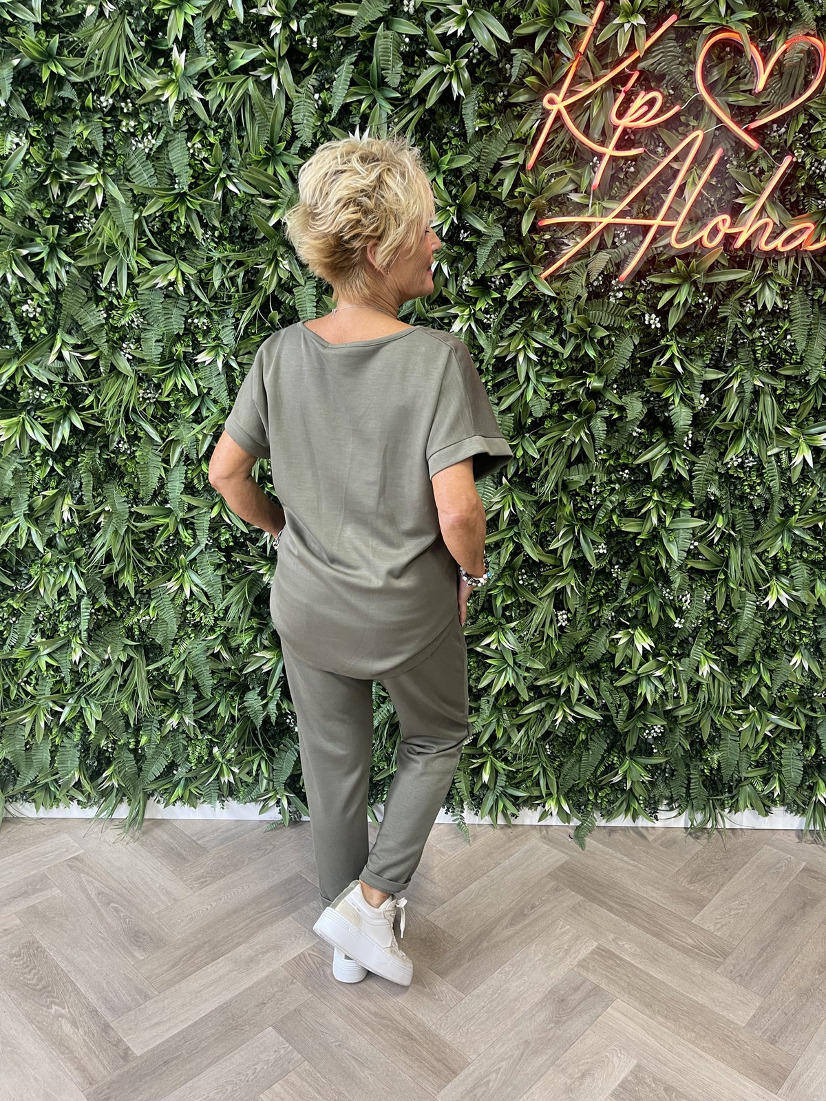 Tweedelig jogger set uni legergroen