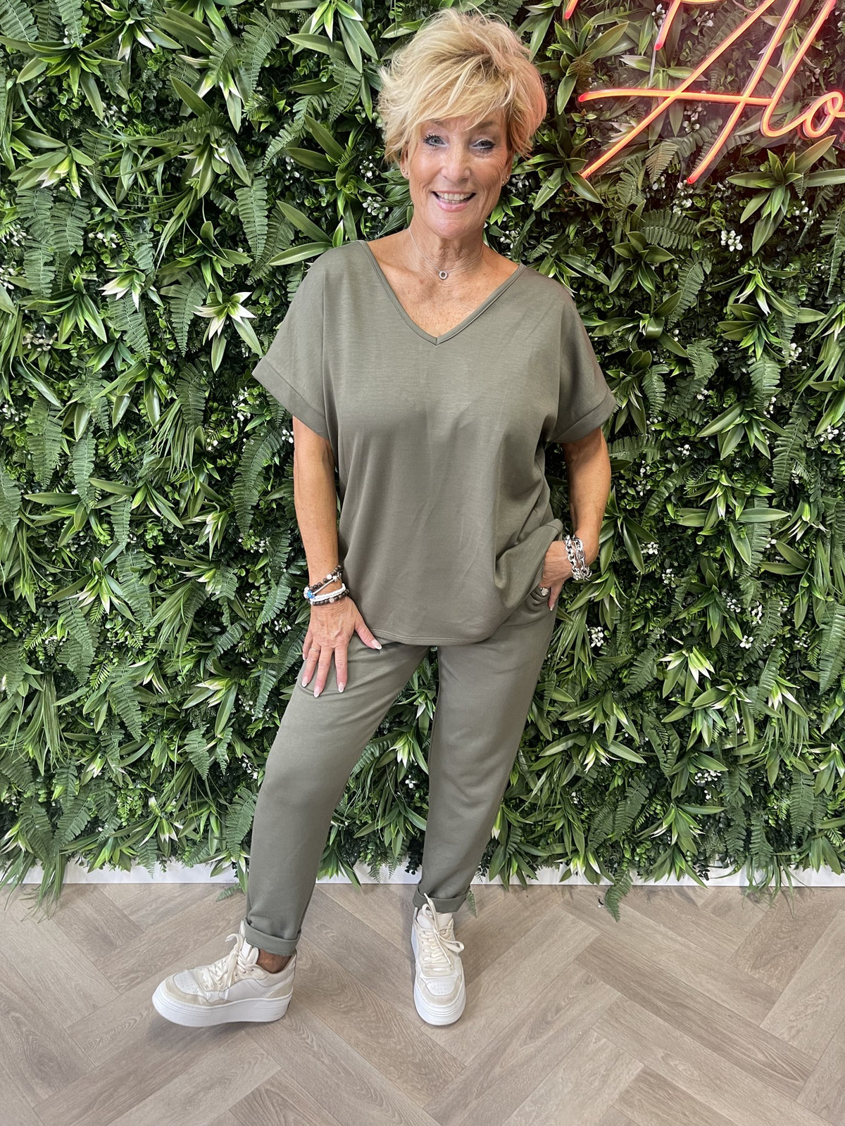 Tweedelig jogger set uni legergroen