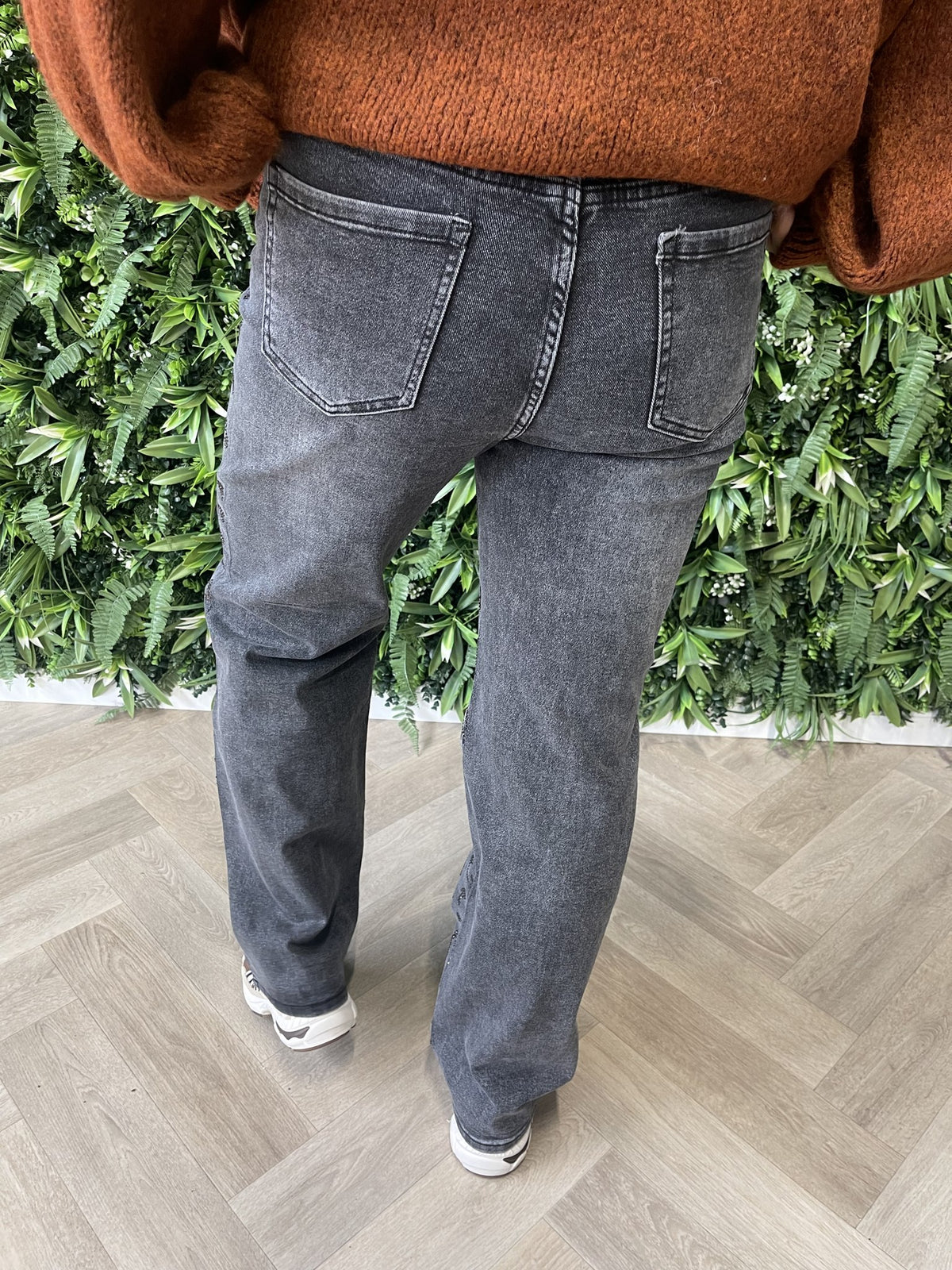 G-smack wide leg panterprint strass zwart