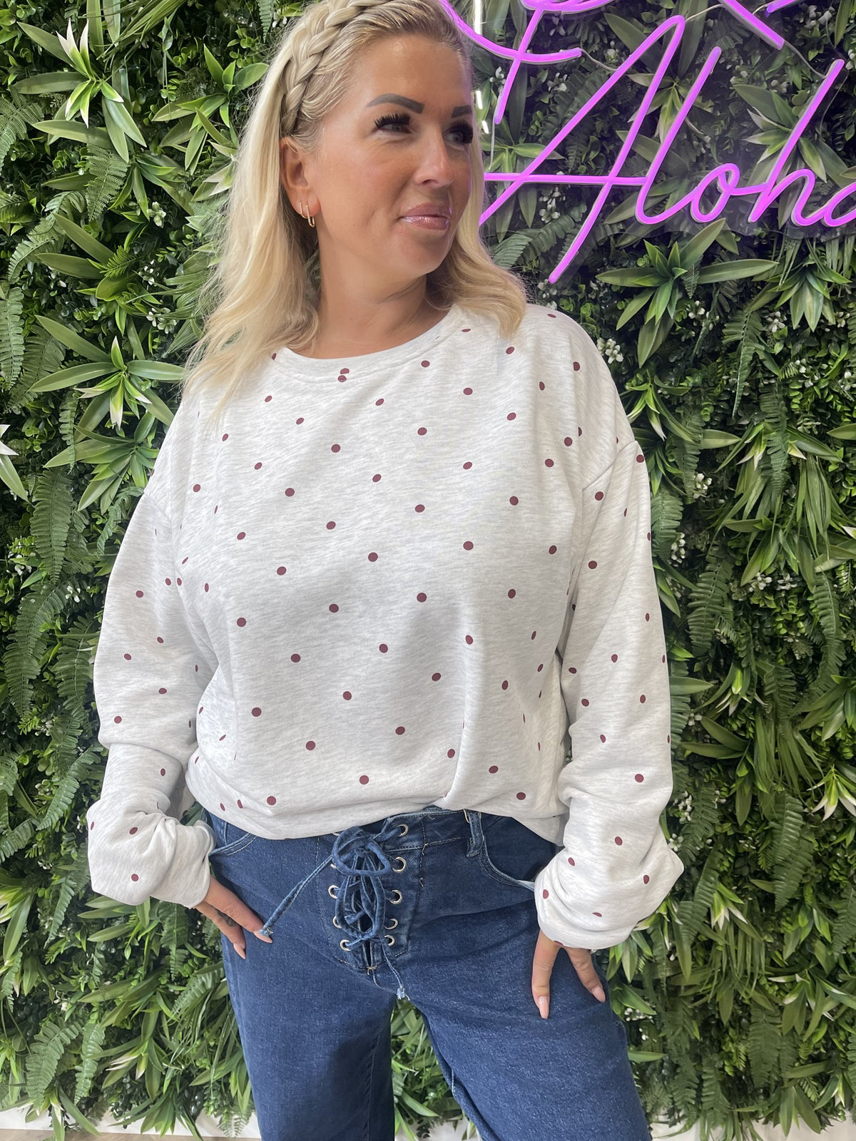 Sweater dots Bisous lichtgrijs