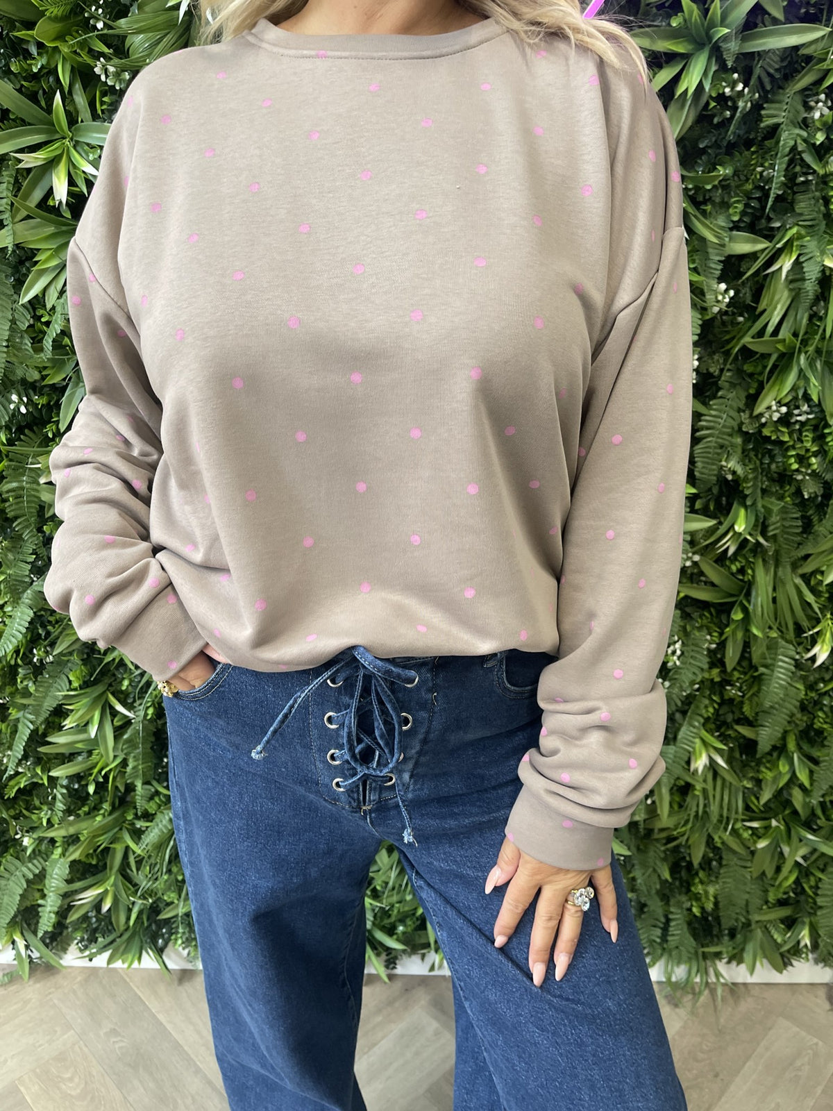 Sweater dots Bisous taupe