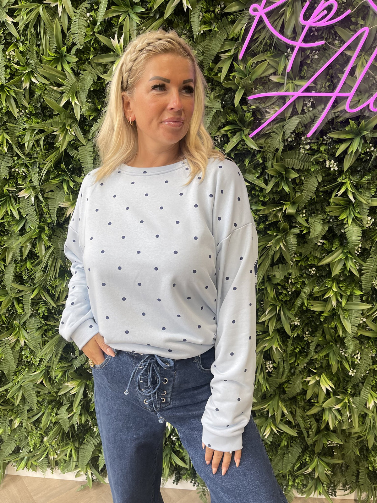 Sweater dots Bisous lichtblauw