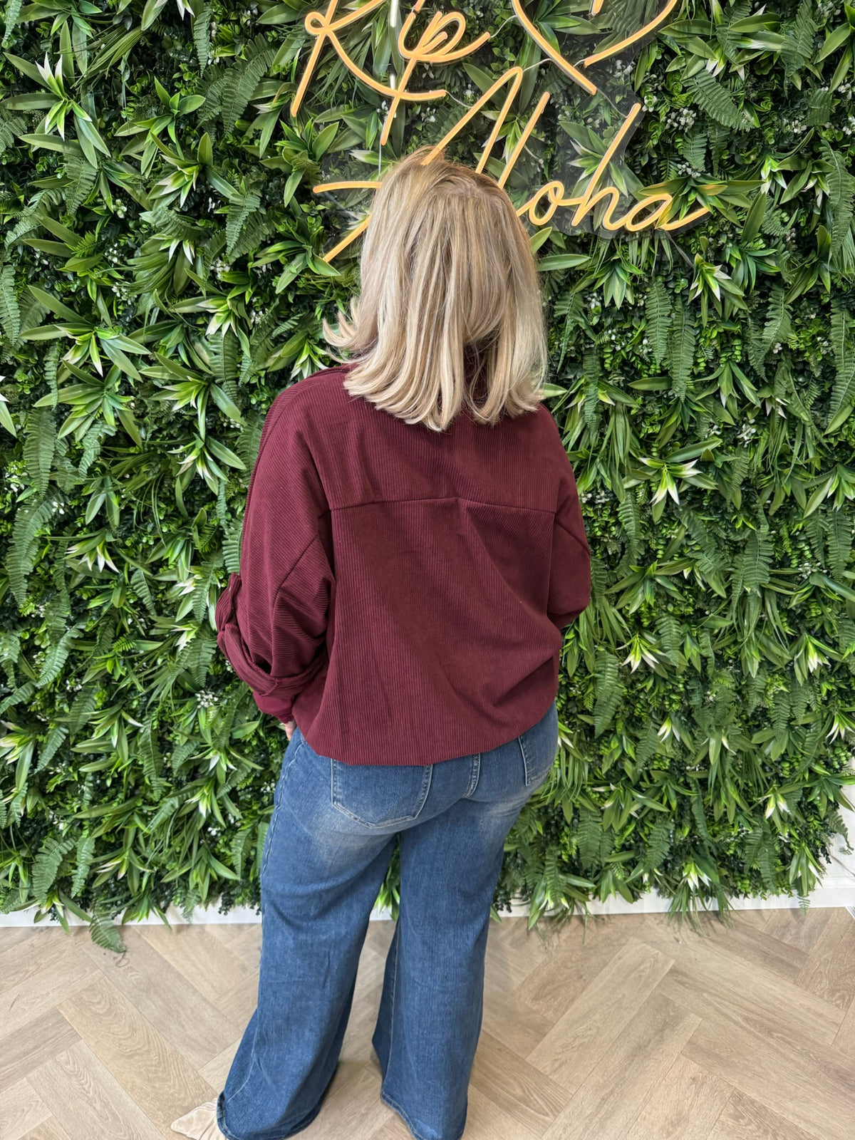 Corduroy blouse met zakken bordeaux