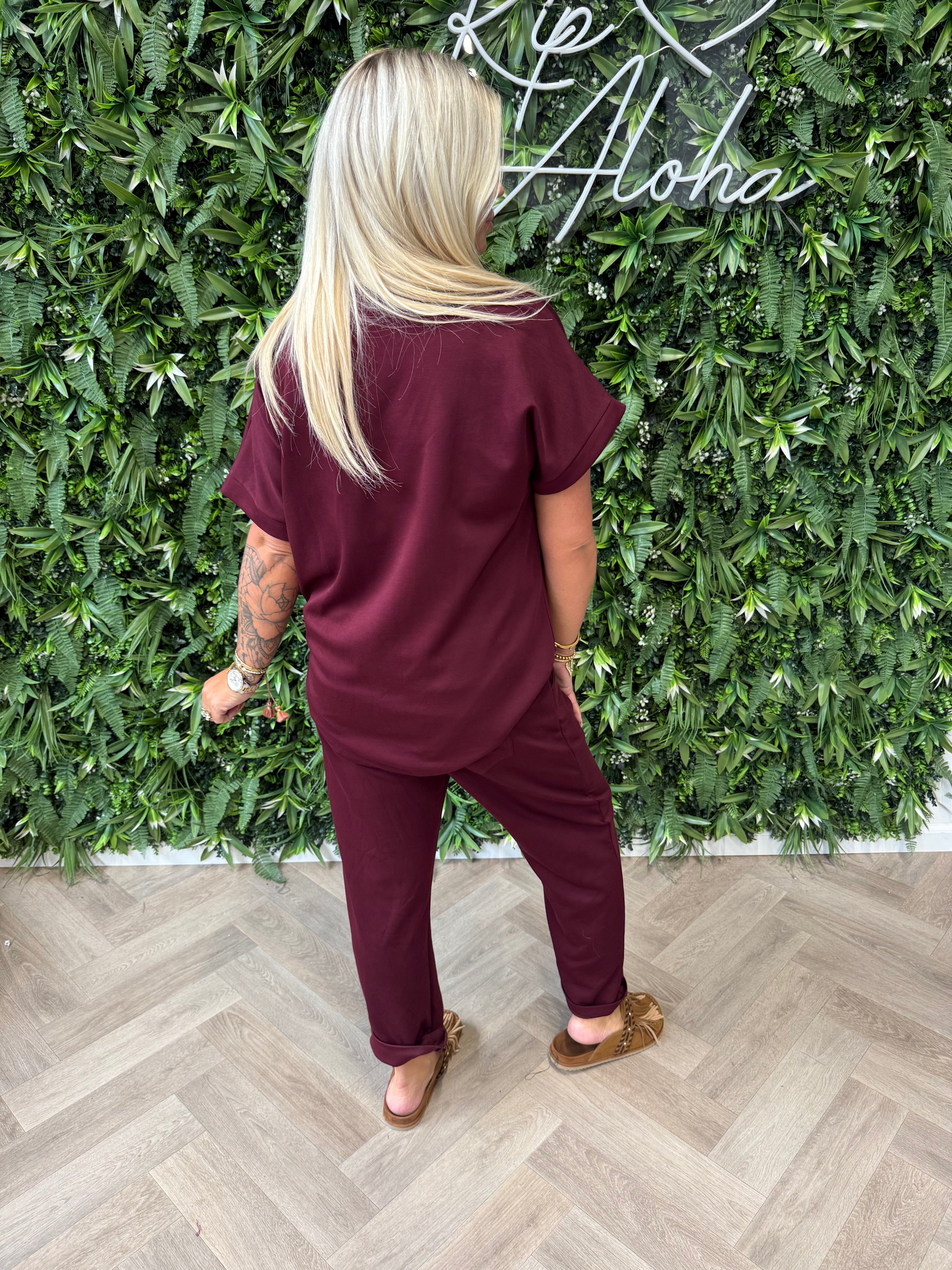 Tweedelig jogger set uni bordeaux
