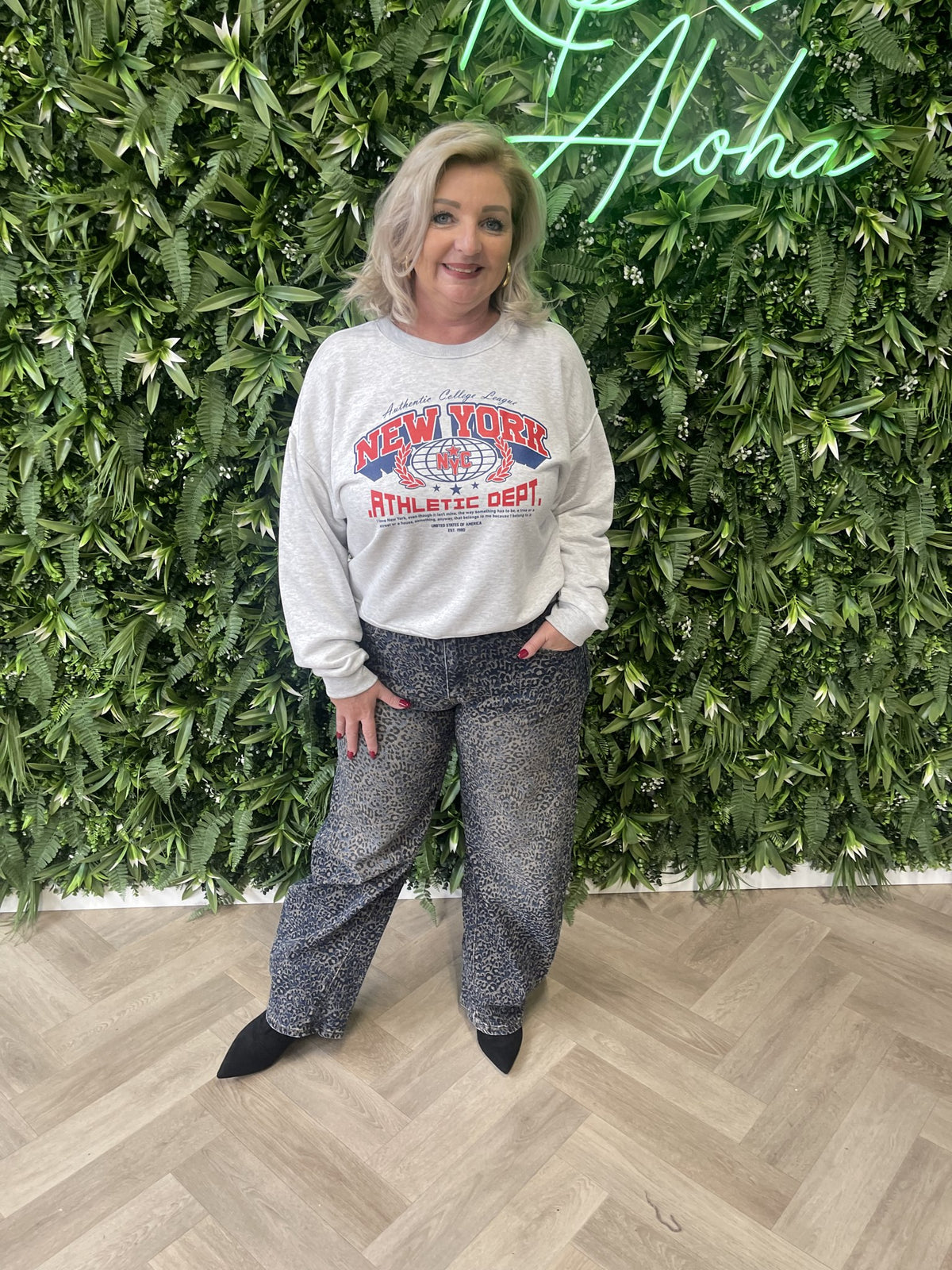 Sweater New York lichtgrijs