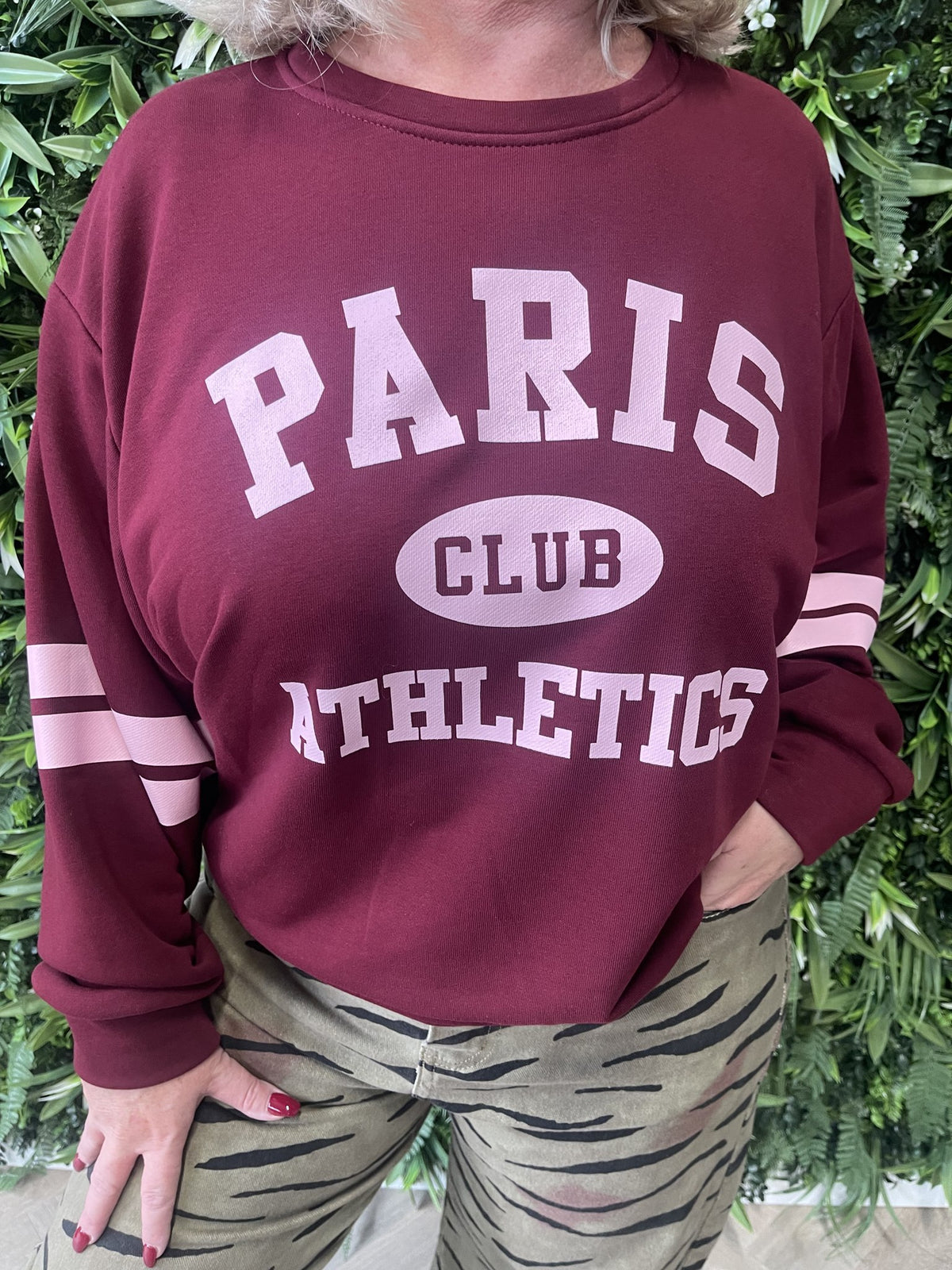 Trui Paris streep bordeaux