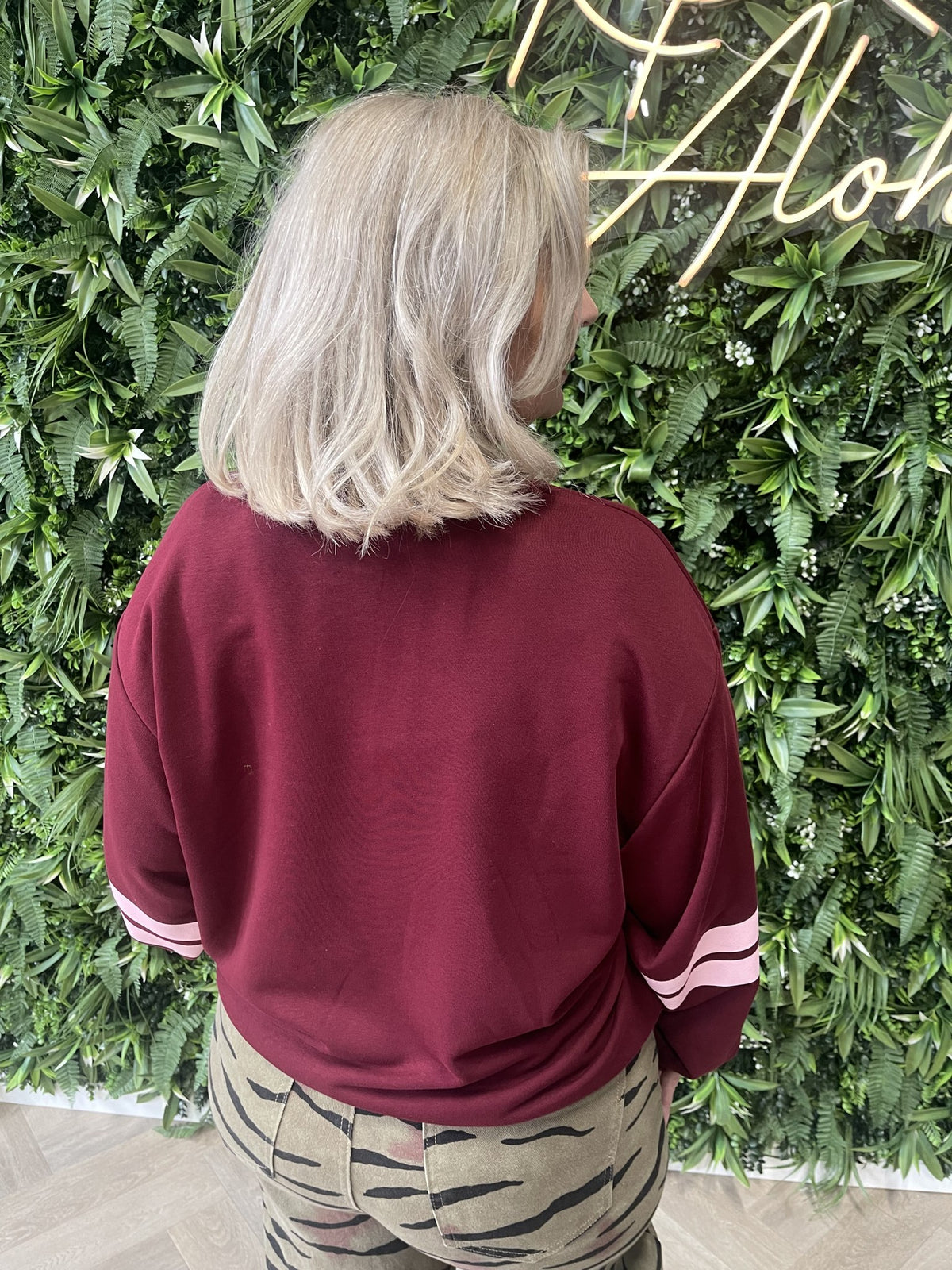 Trui Paris streep bordeaux
