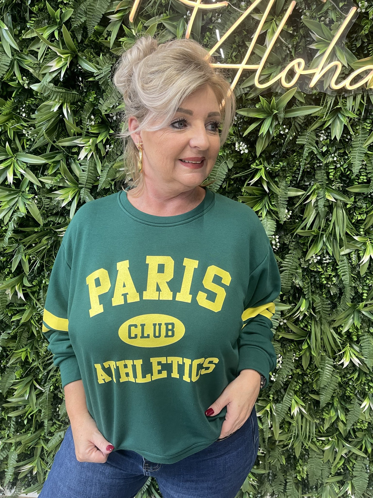 Trui Paris streep flessengroen