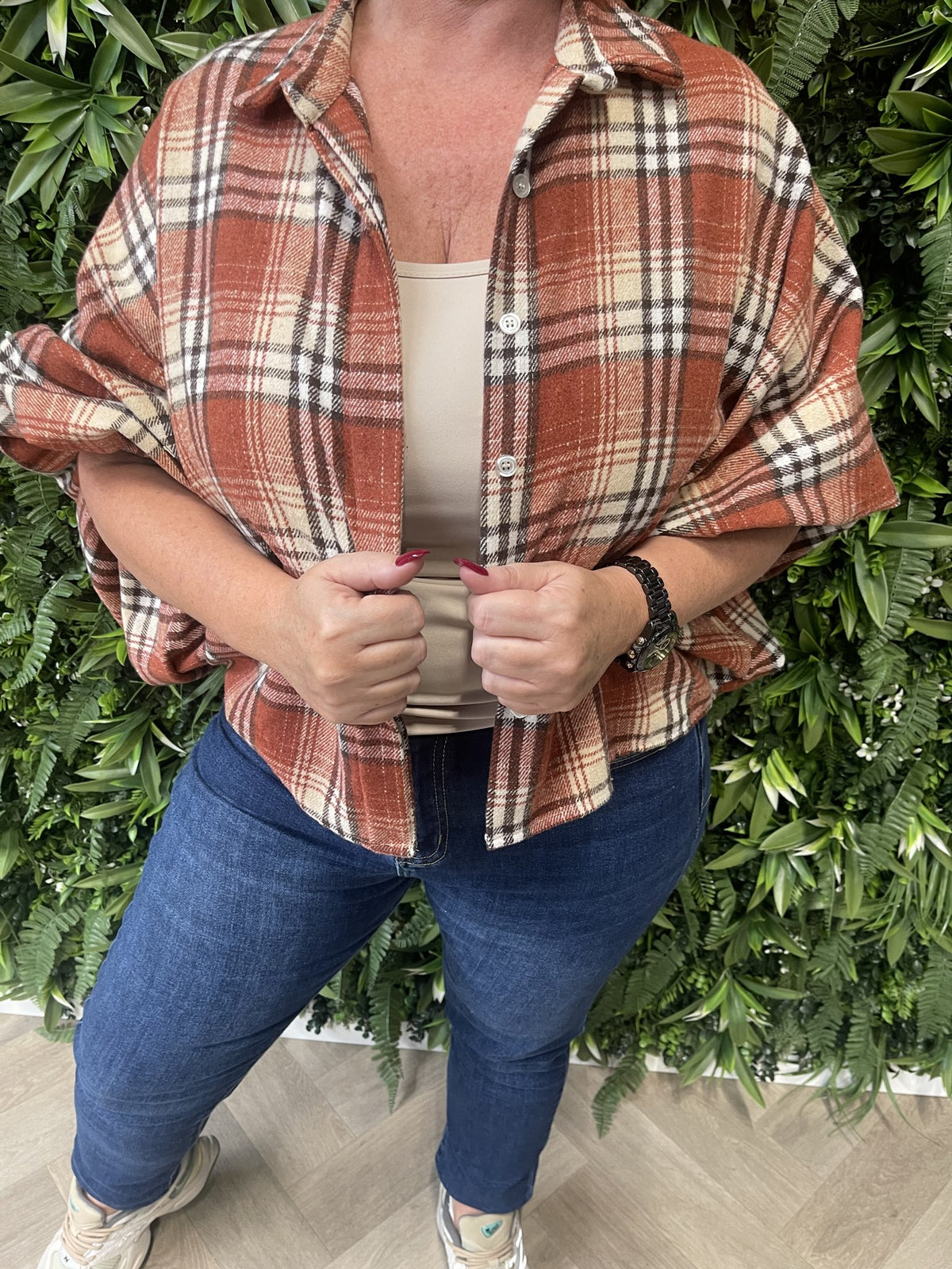 Houthakkers blouse pofmouwen oranje