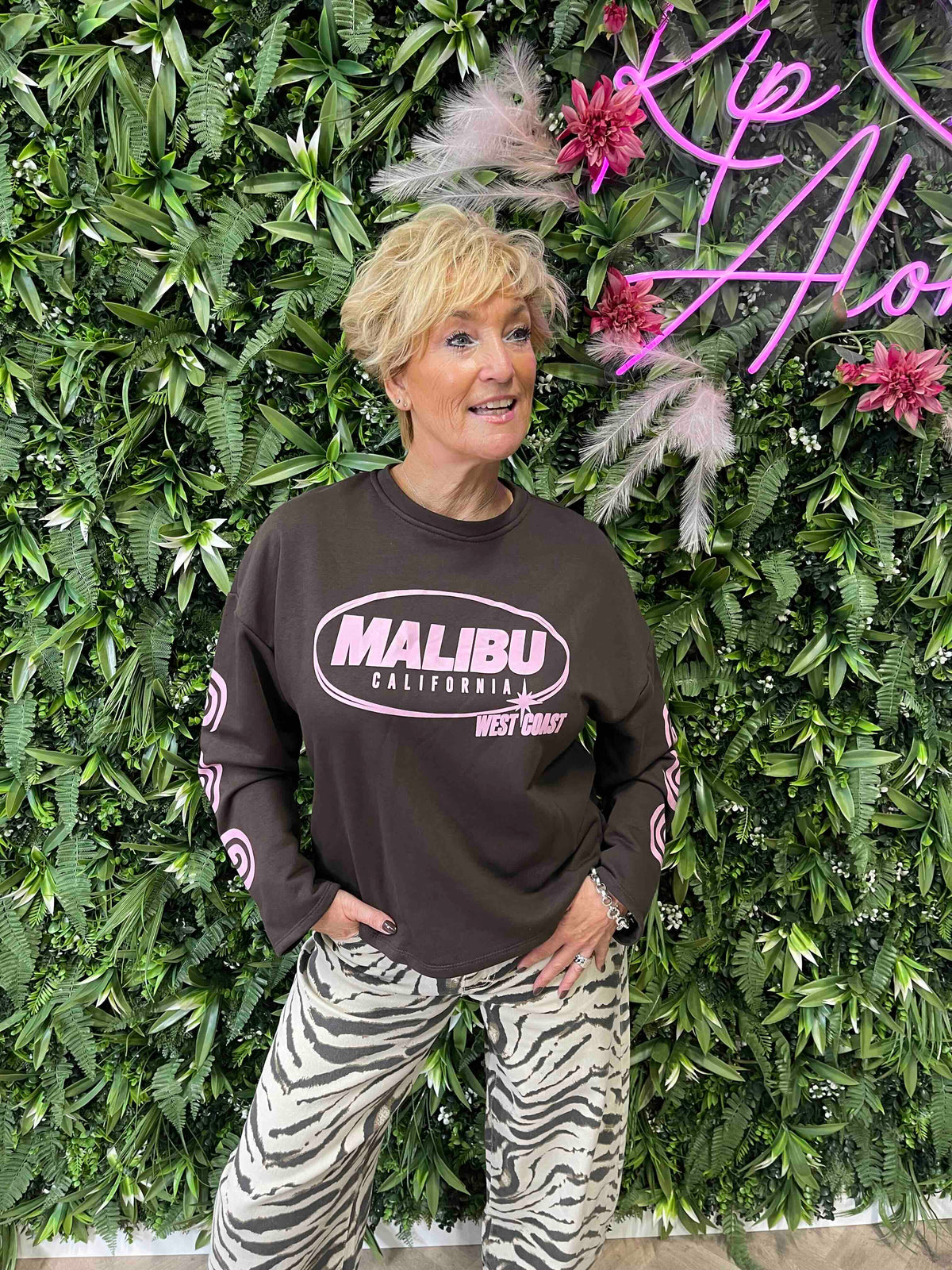 Long sleeve malibu donkebruin