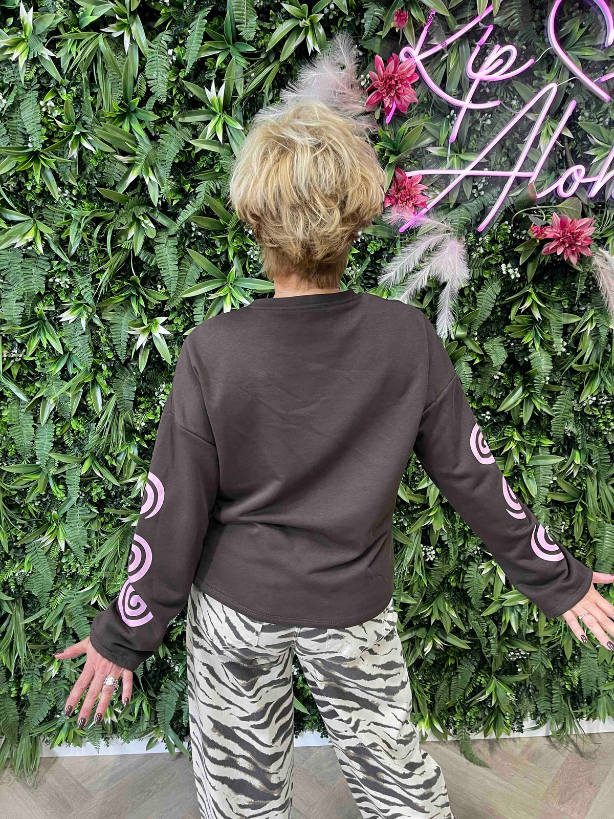 Long sleeve malibu donkebruin