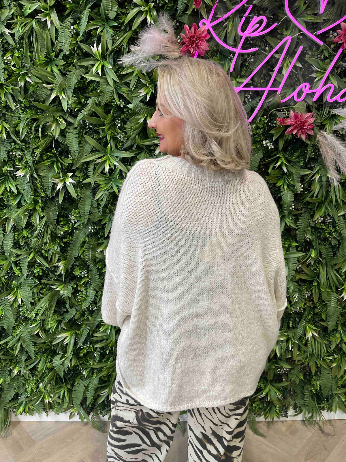 Grof gebreid vest met knoopsluiting creme