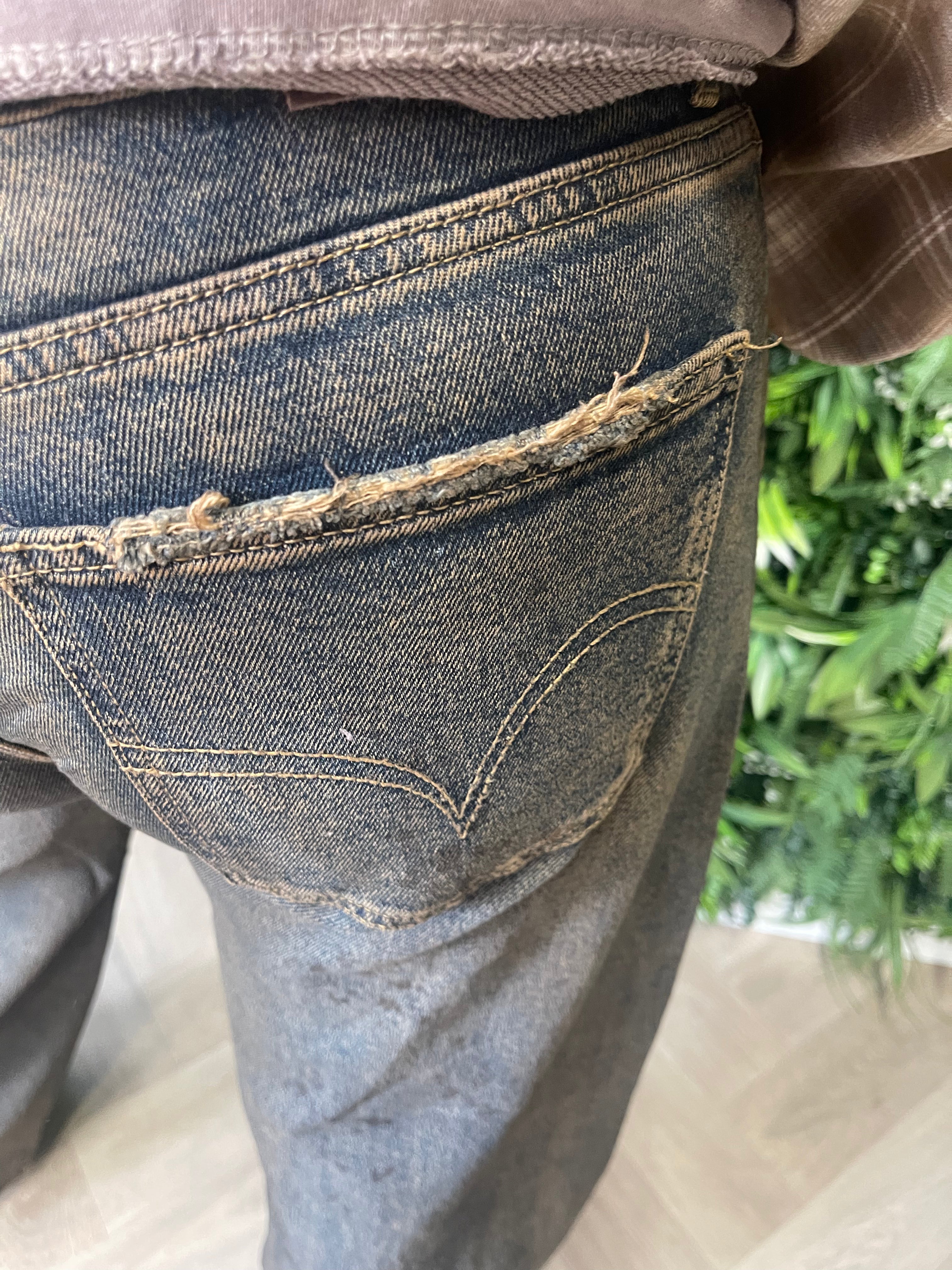 Queen of Hearts Barrel jeans gevlekt bruin