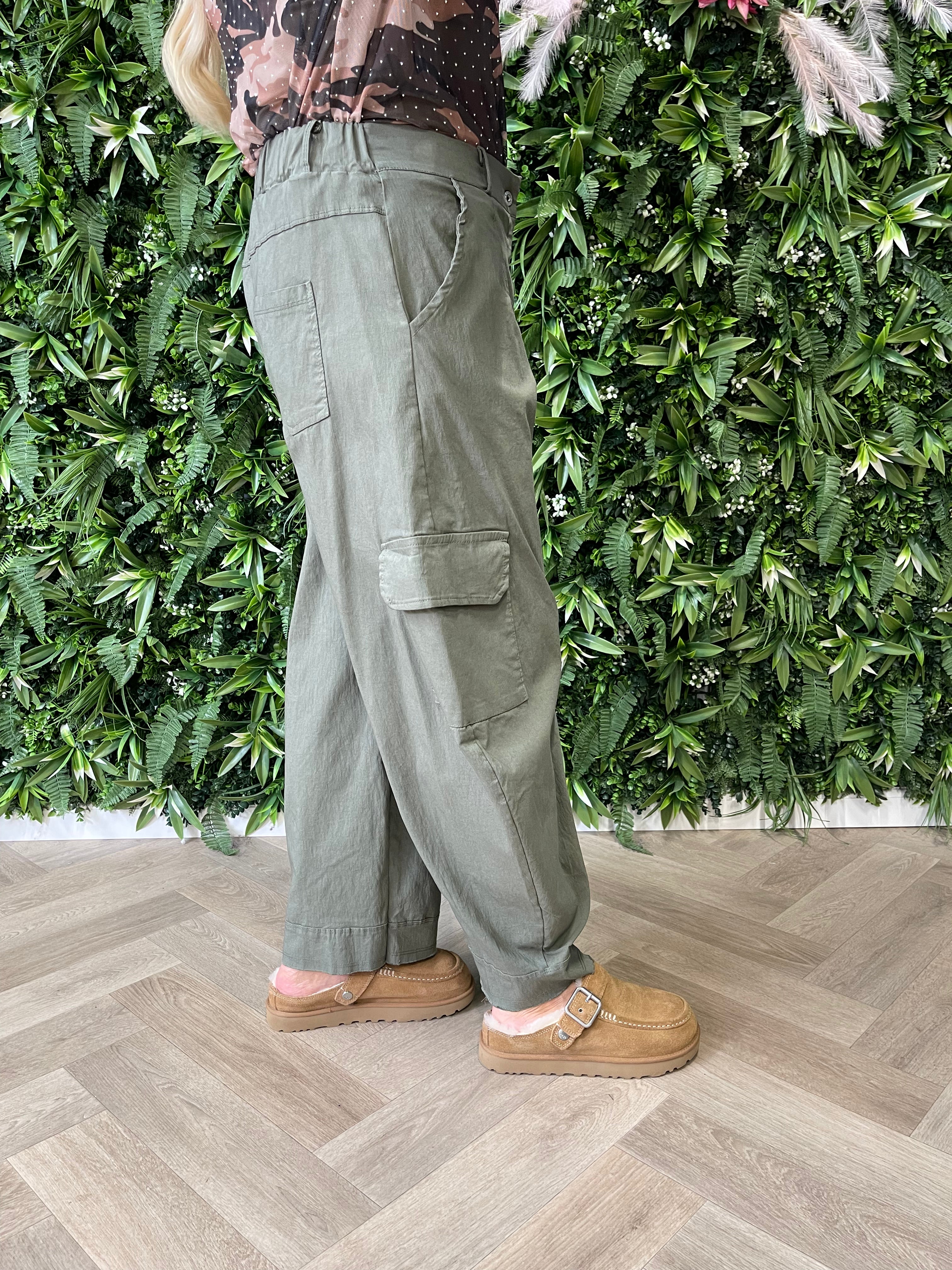 Cargo stretchbroek olijfgroen