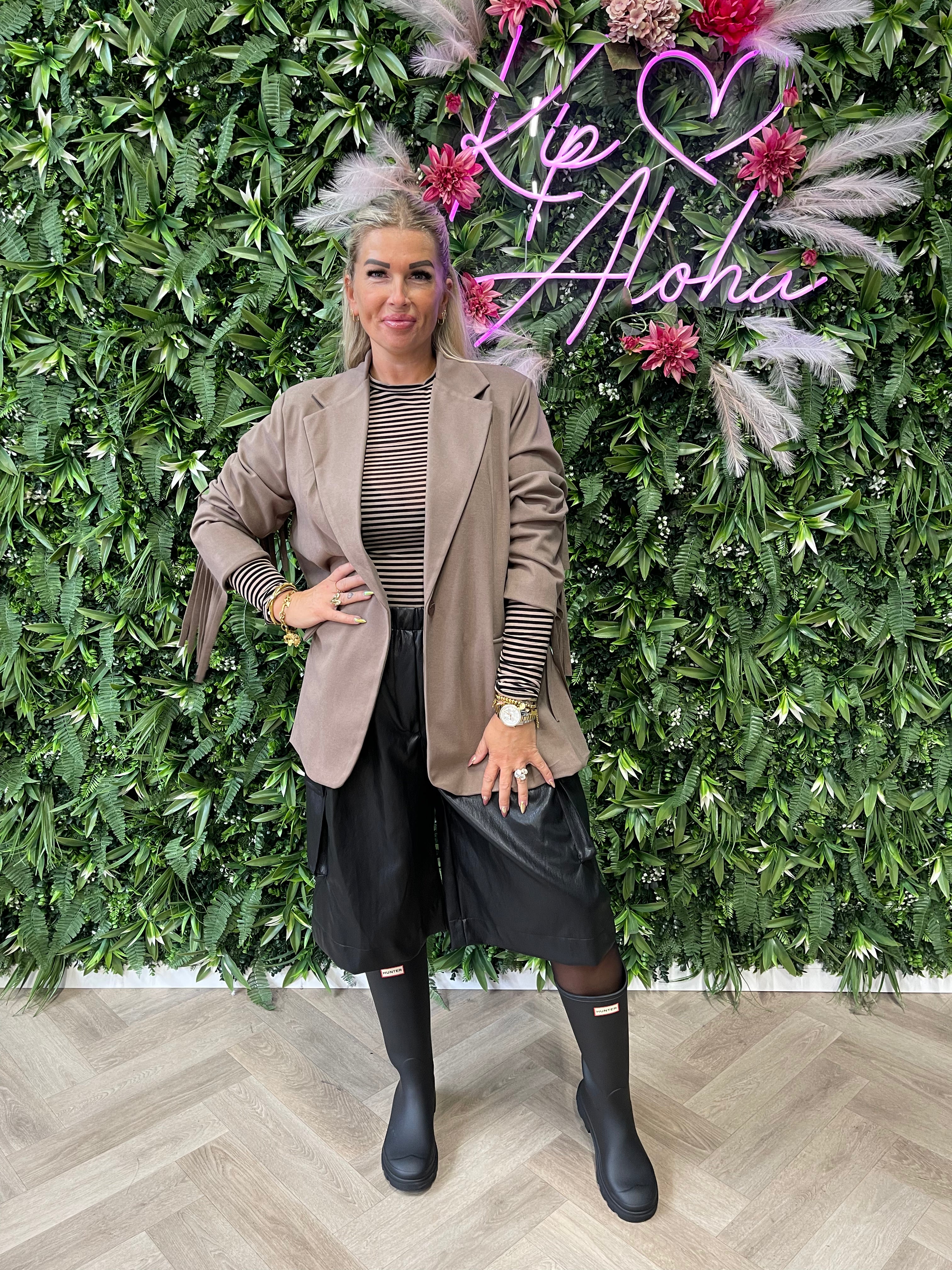 Blazer franjes uni taupe