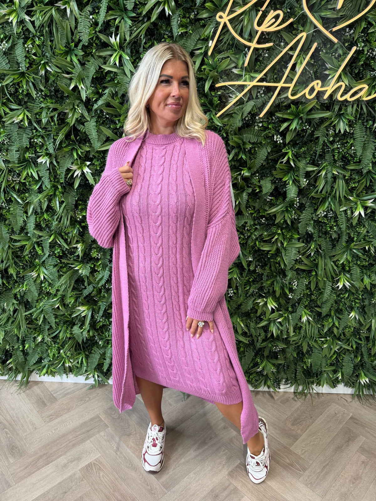 Jurk met vest set roze