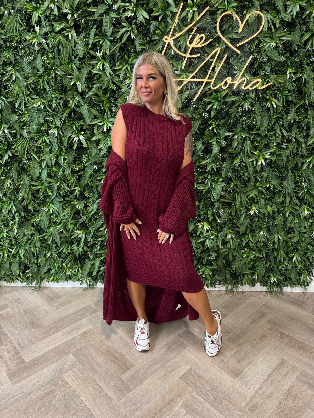 Jurk met vest set bordeaux