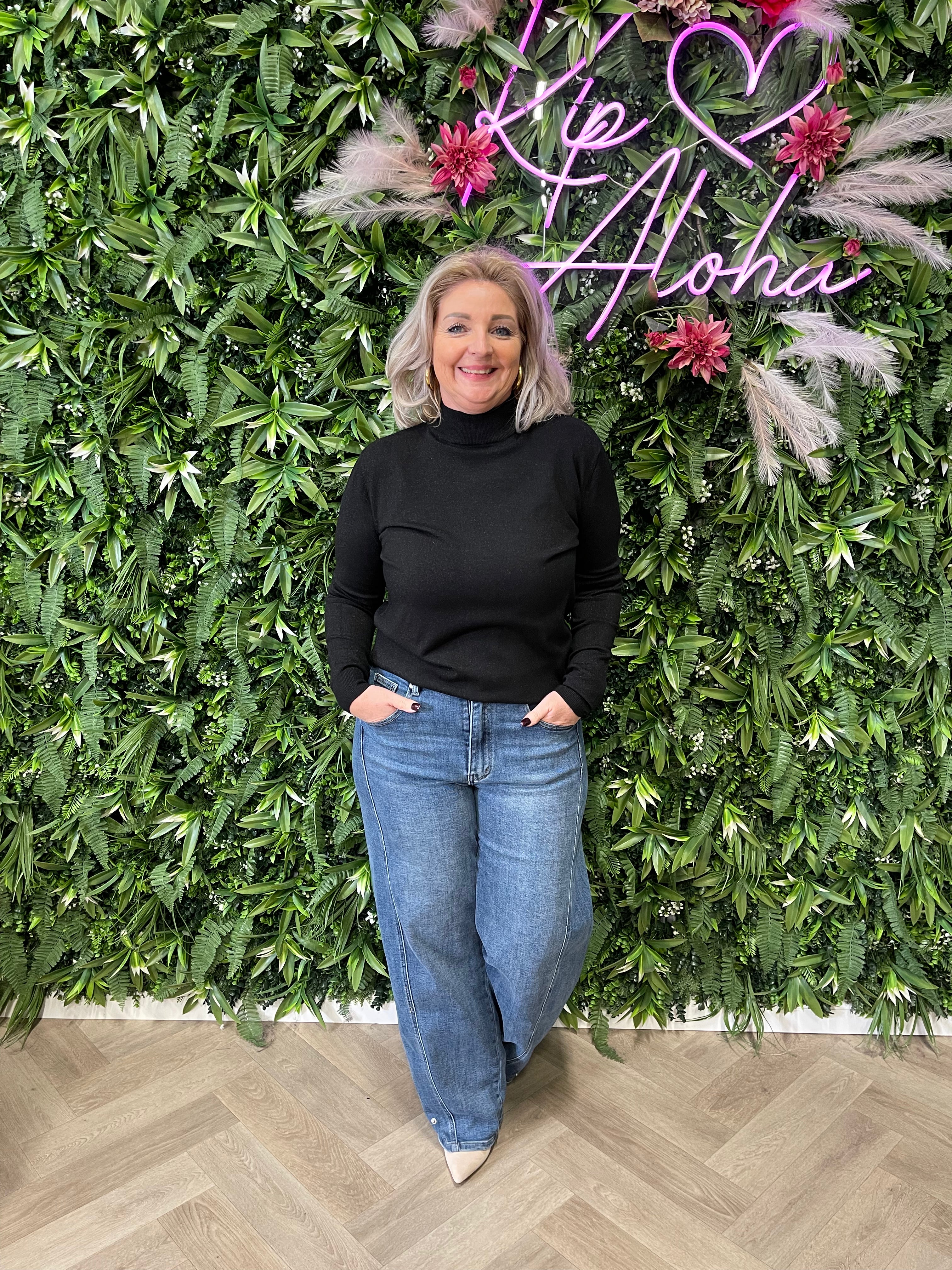 Glitter top turtle neck zwart