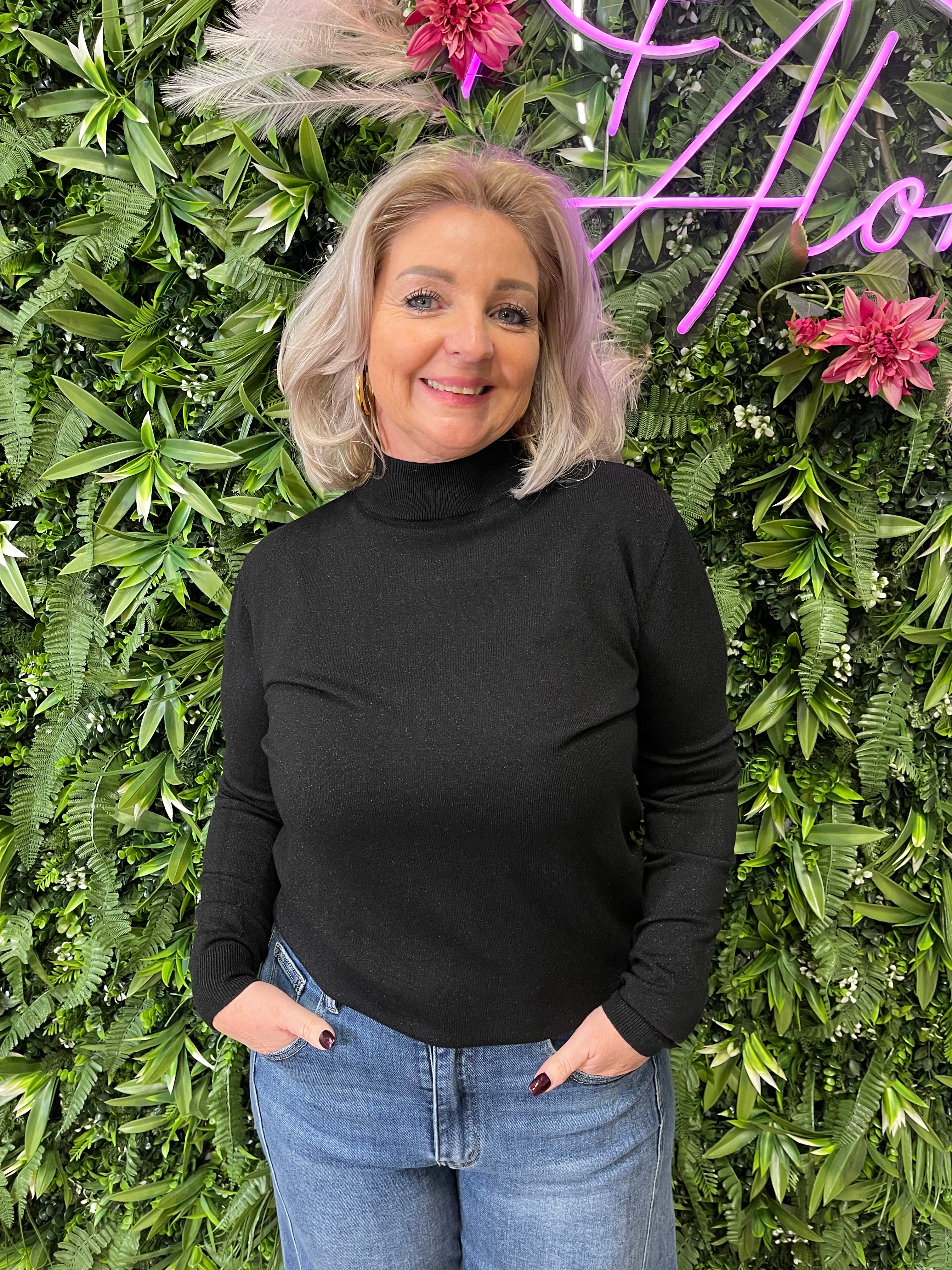 Glitter top turtle neck zwart