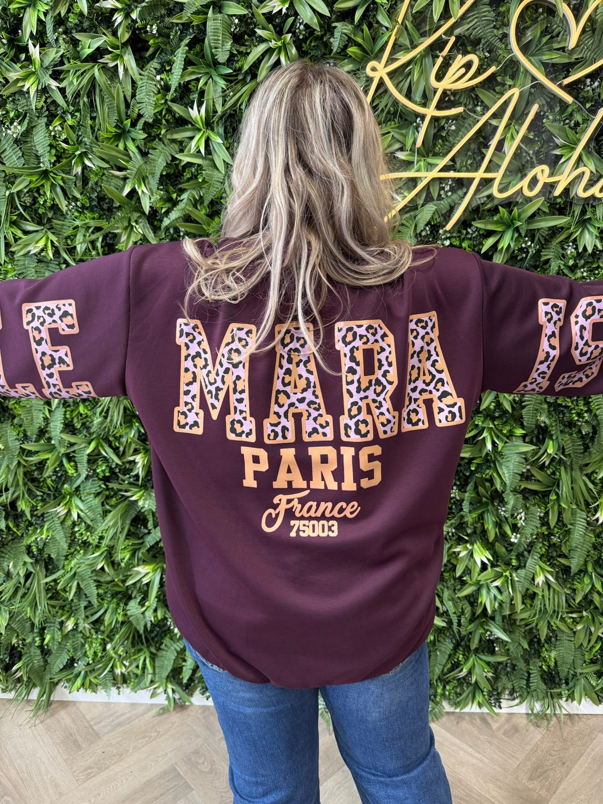 Sweater Le Marais panterprint aubergine