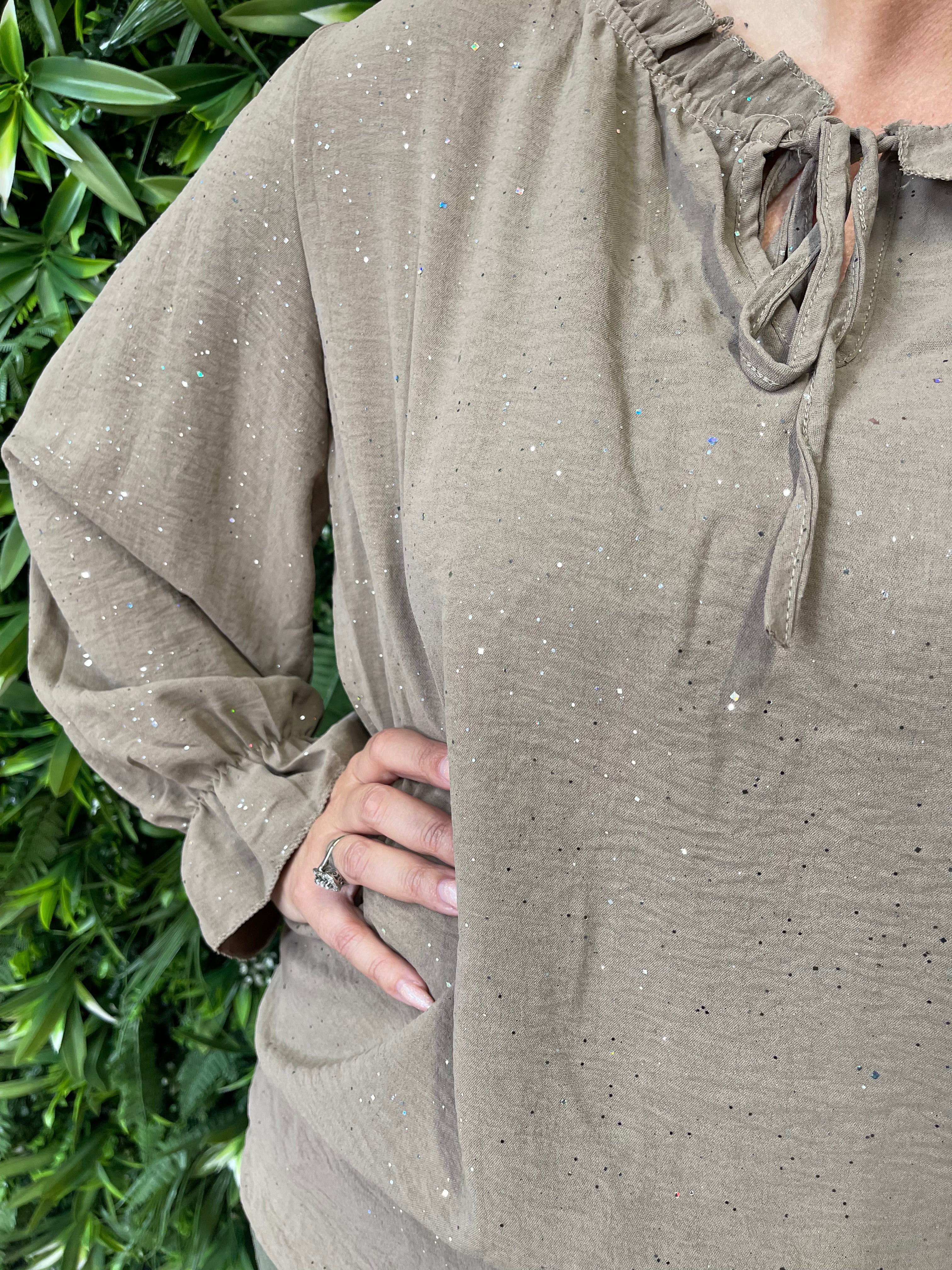 Top glitter flakes taupe