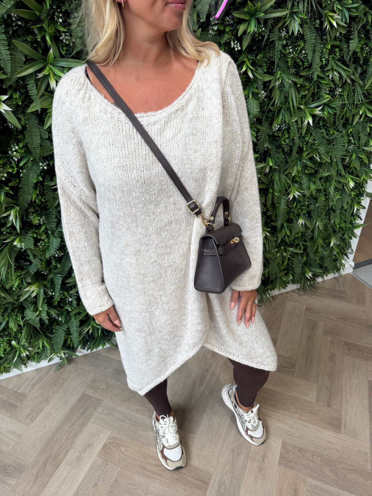 Gebreide trui overslag creme