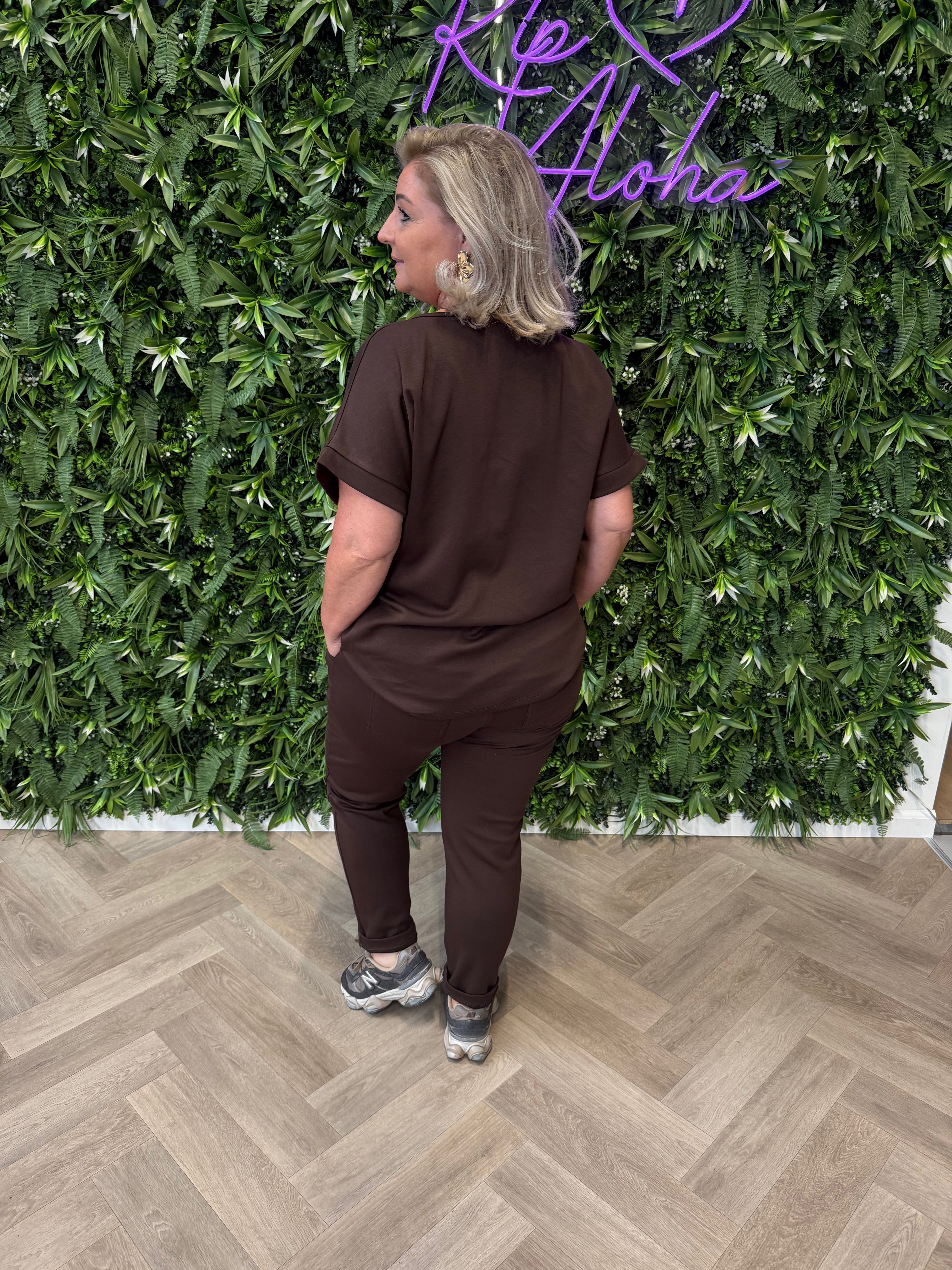Tweedelig jogger set uni donkerbruin