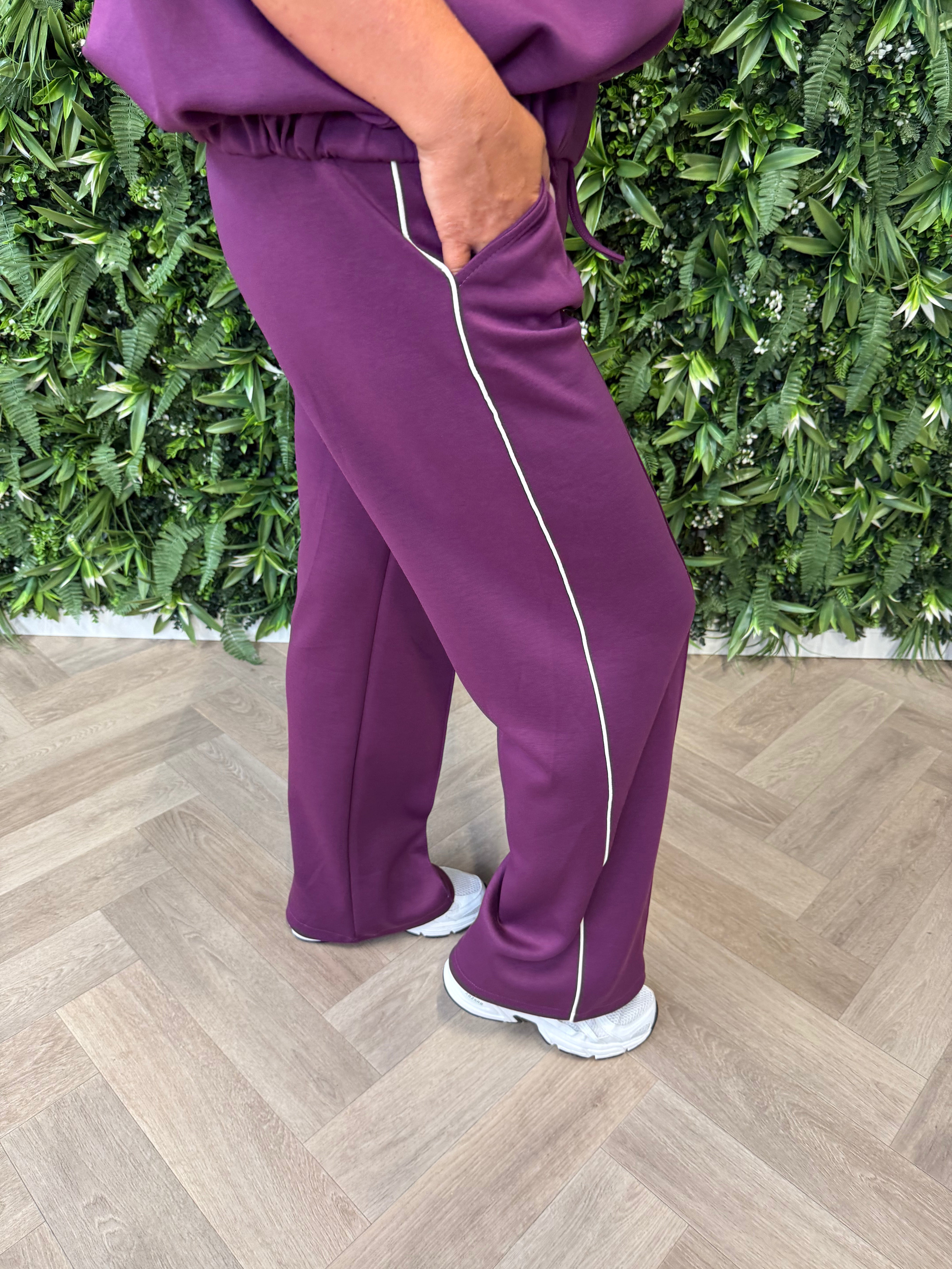 Tweedelig pak vest 3/4e mouwen aubergine