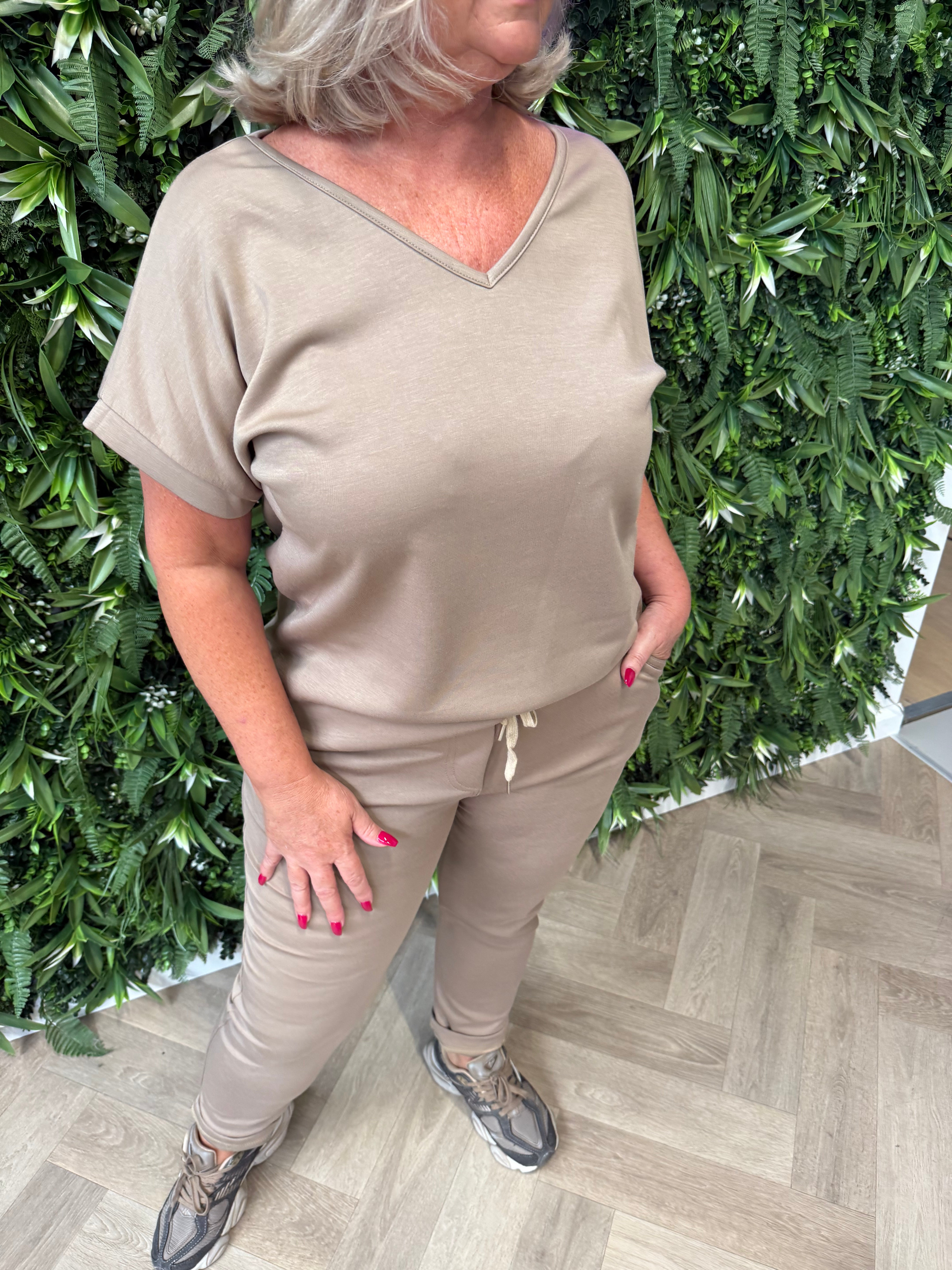 Tweedelig jogger set uni taupe