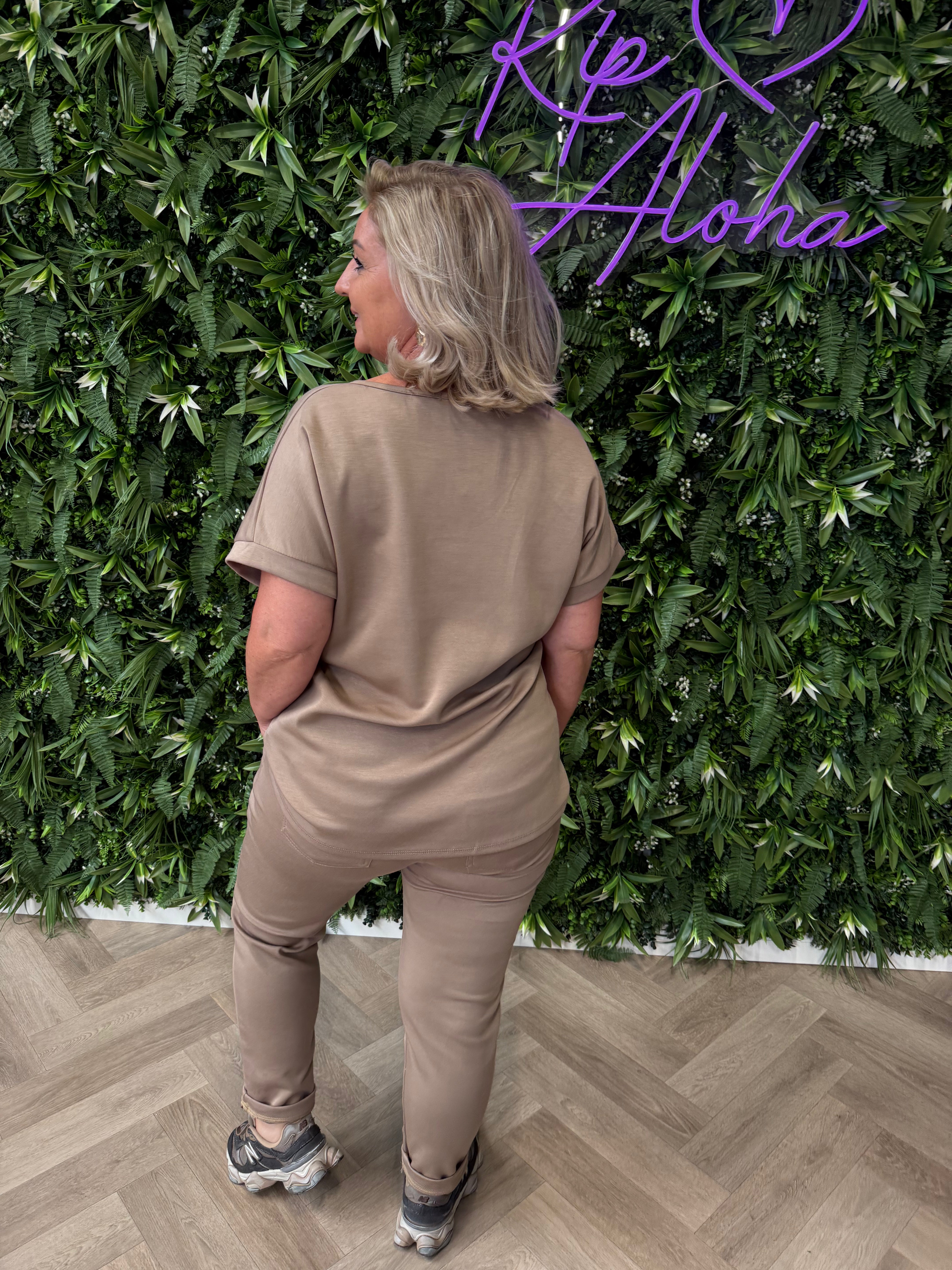 Tweedelig jogger set uni taupe