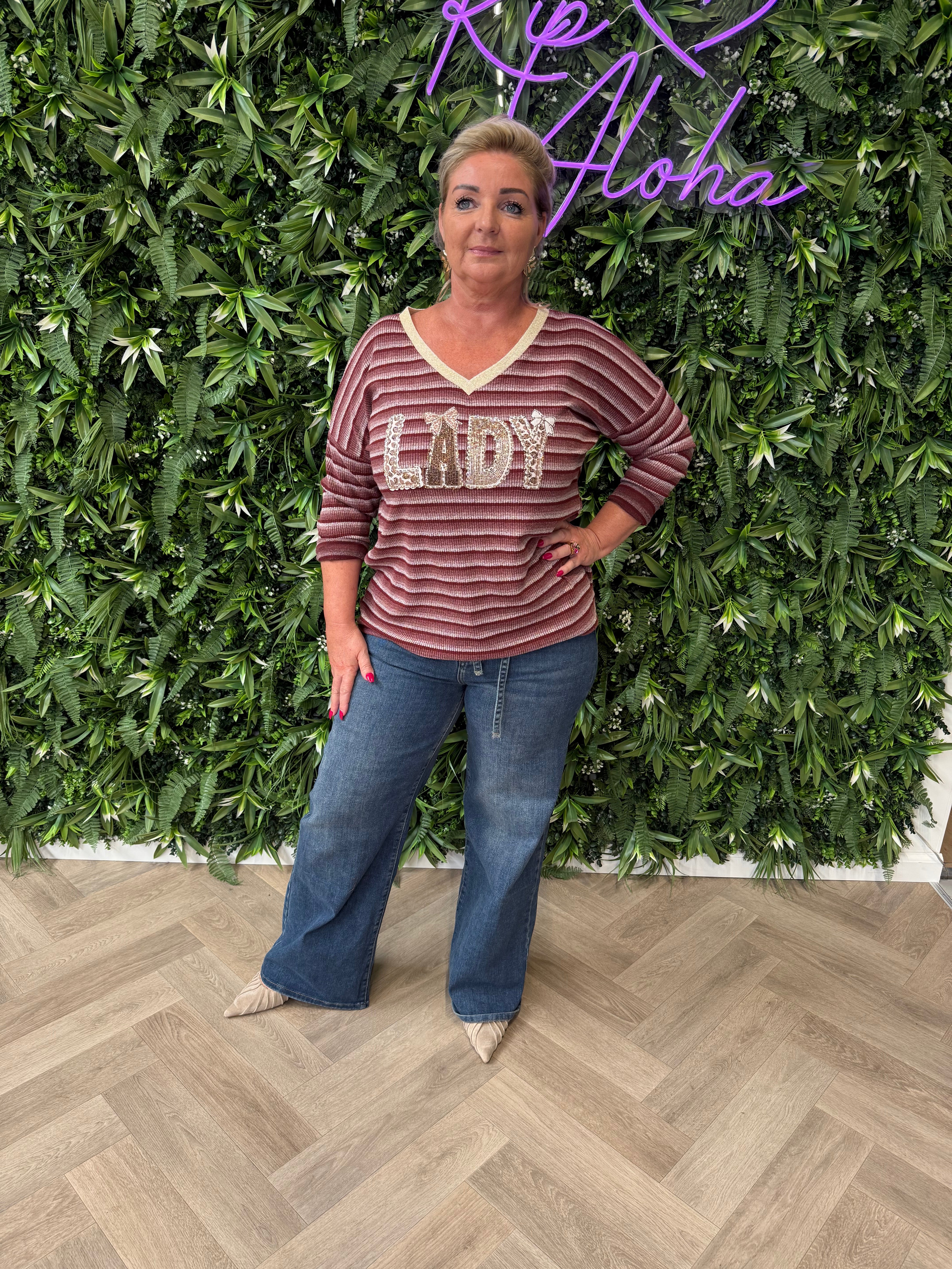 Shirt strepen lady bordeaux