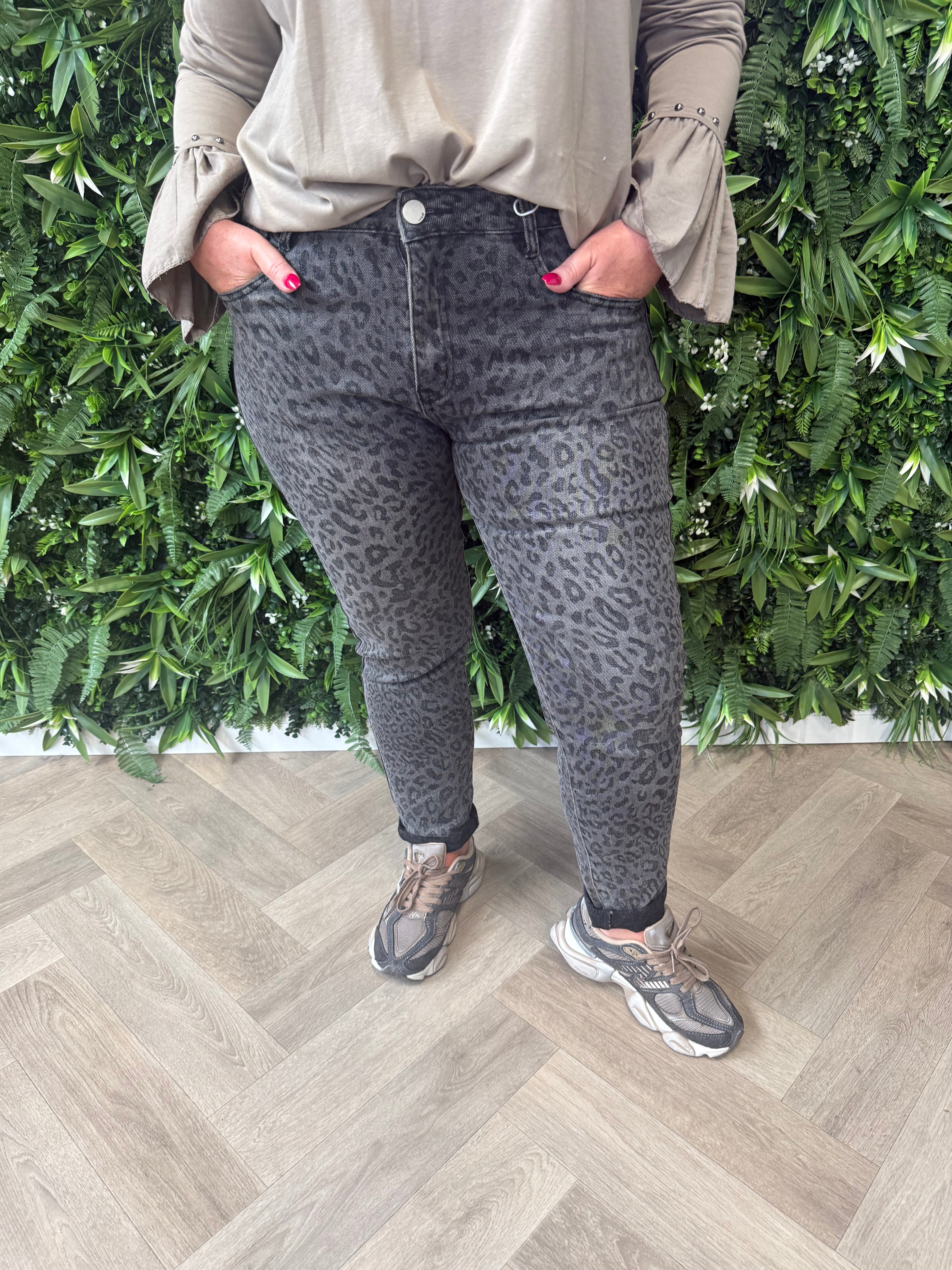 G-smack jeans panterprint grijs