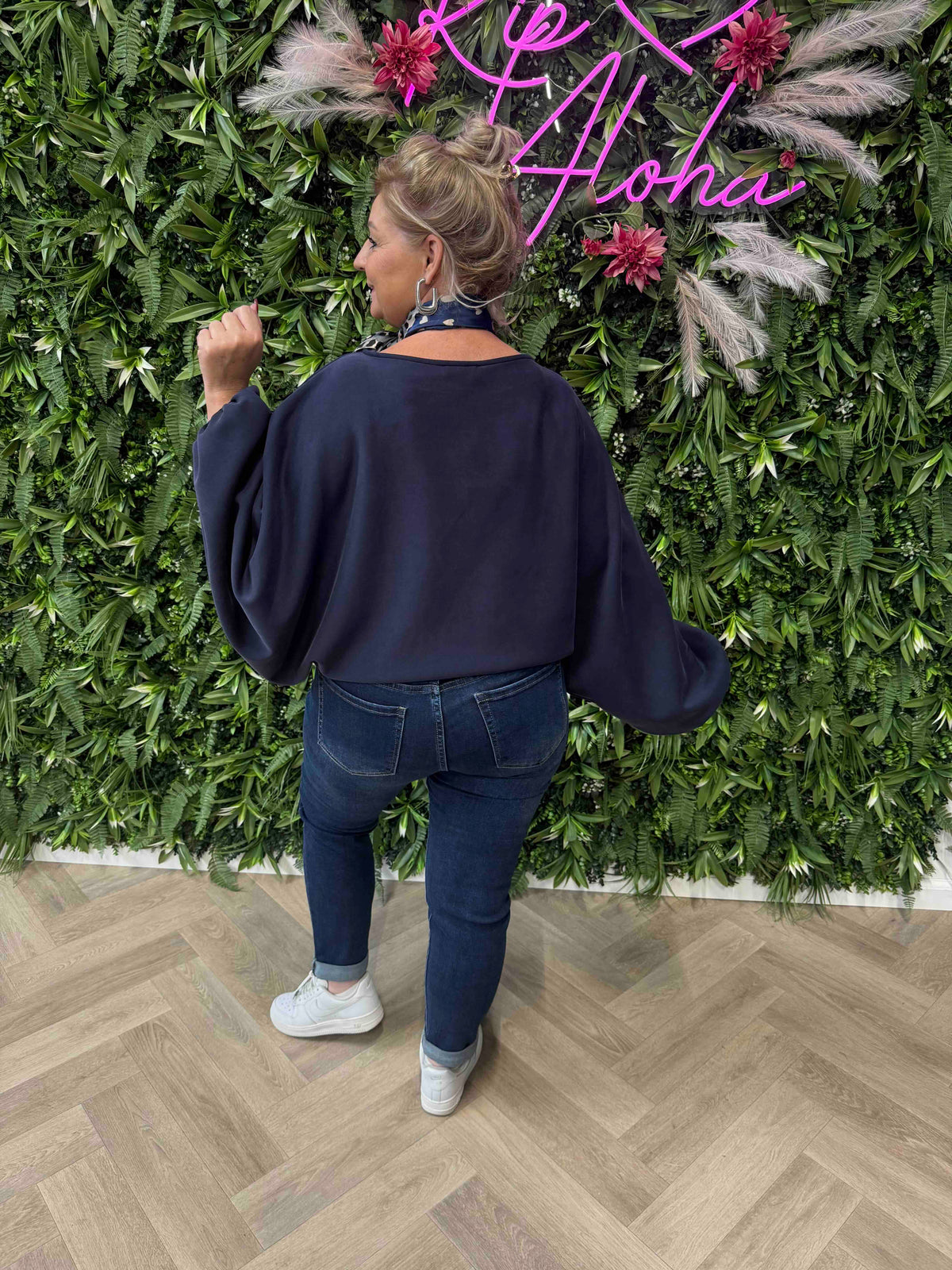 Vleermuis sweater marineblauw