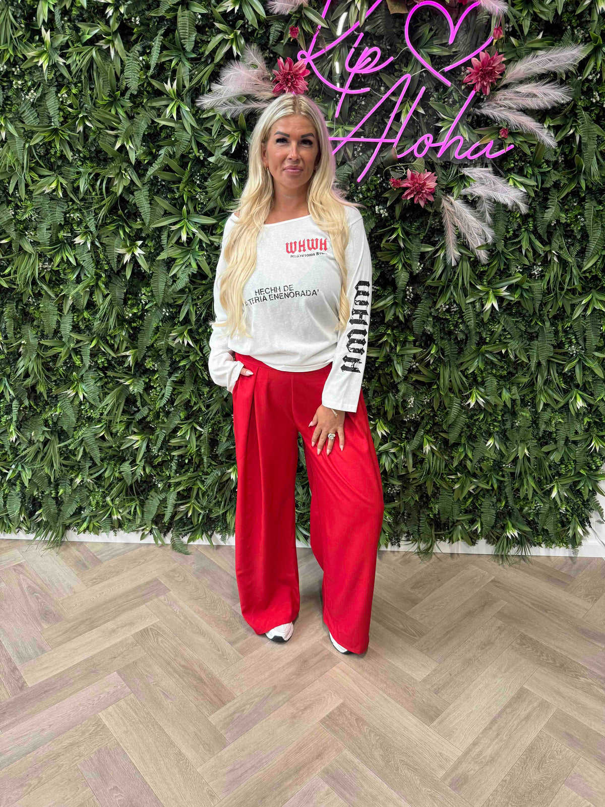 Pantalon met plooi rood