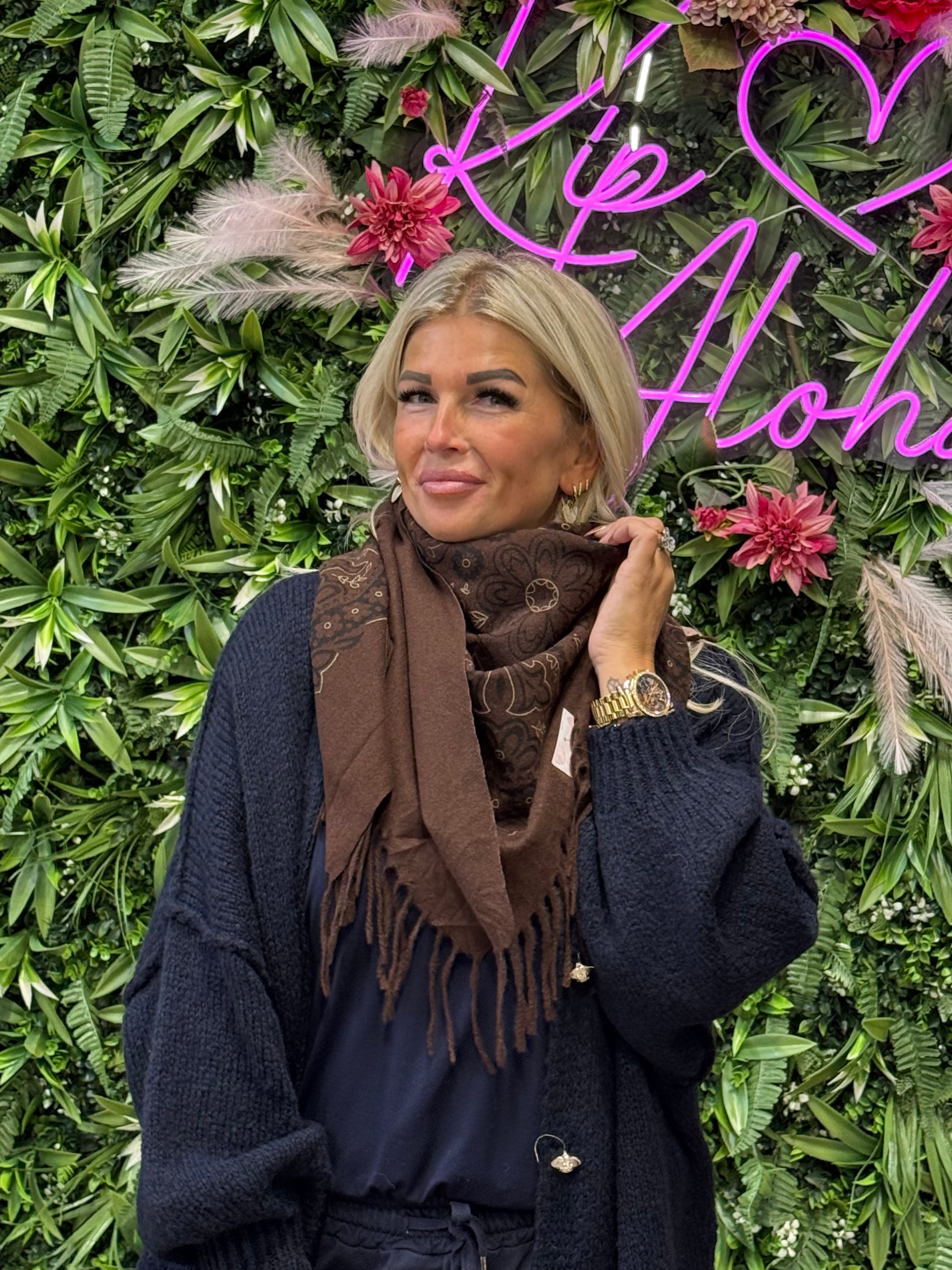 Grote sjaal paisley donkerbruin