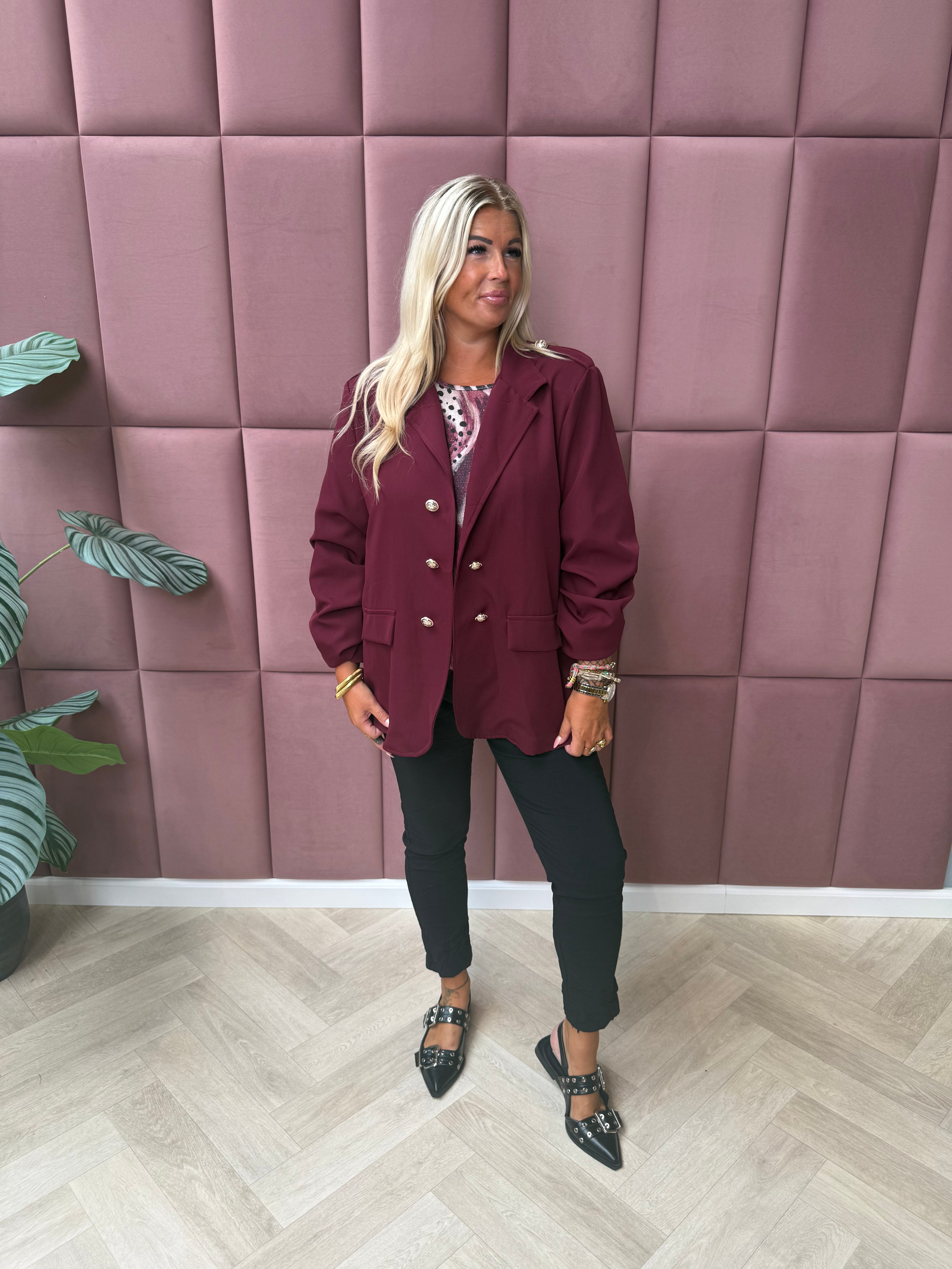 Blazer ophaalmouwen sierknopen bordeaux