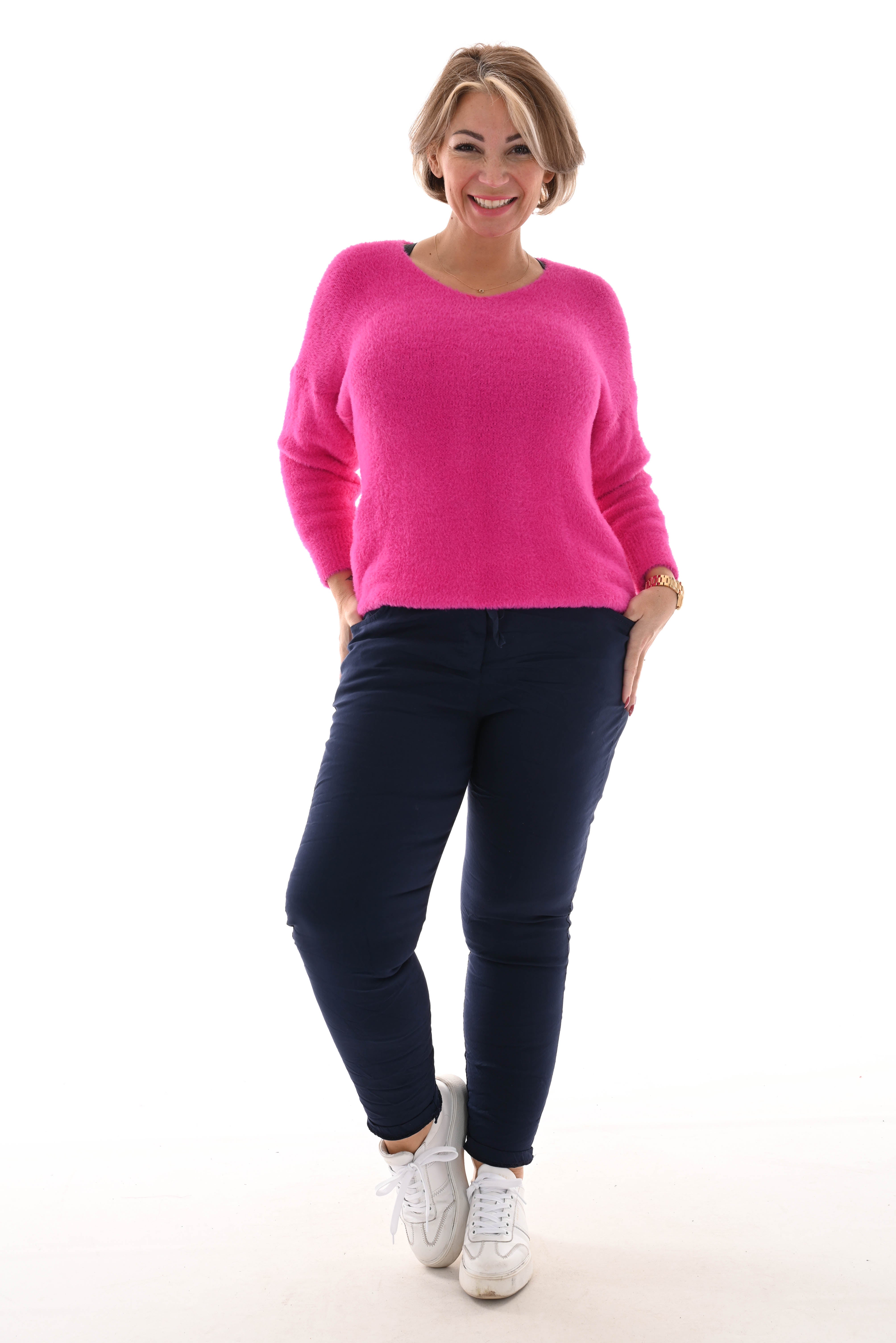 Stretchbroek uni marineblauw