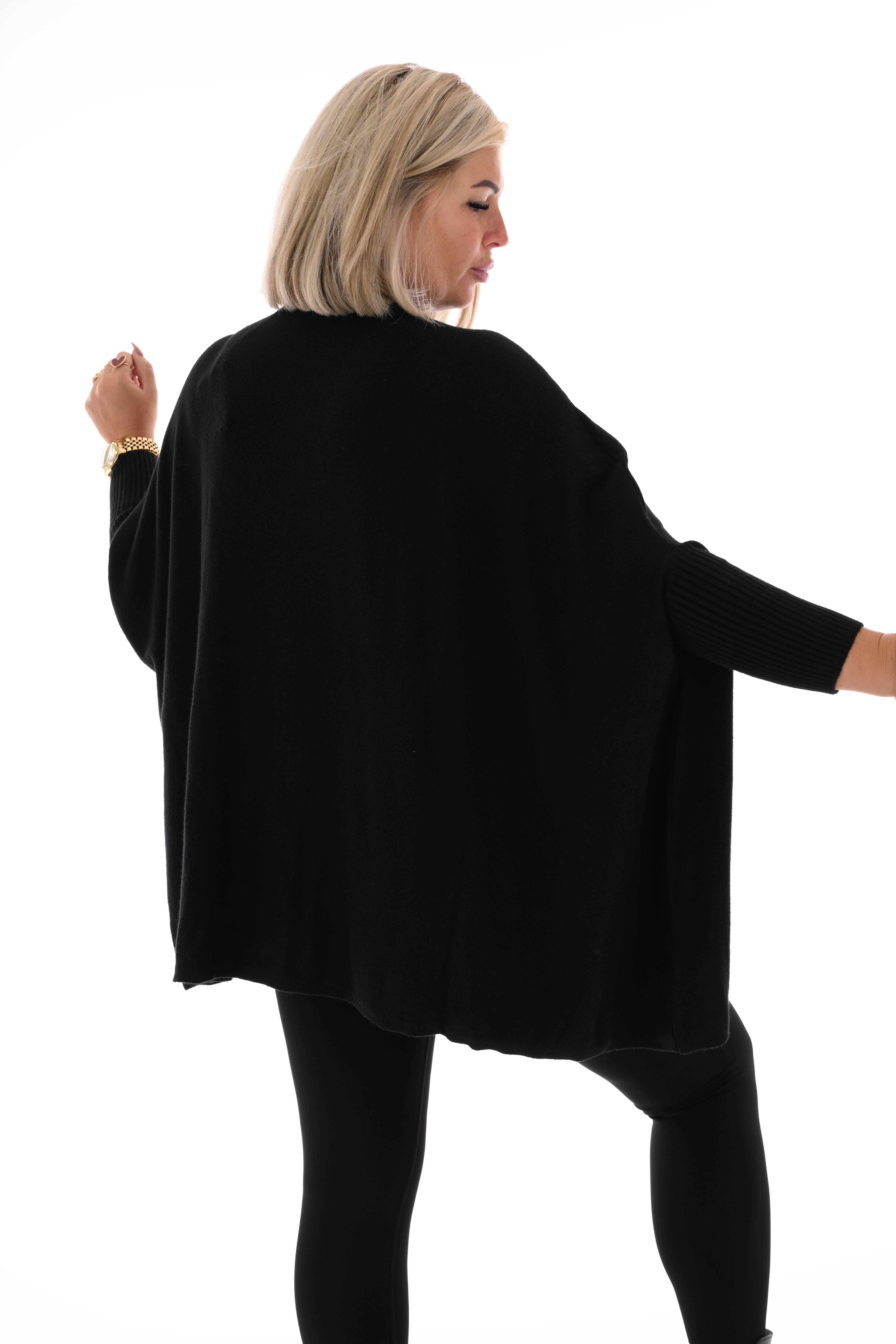 Trui met ster ronde hals zwart