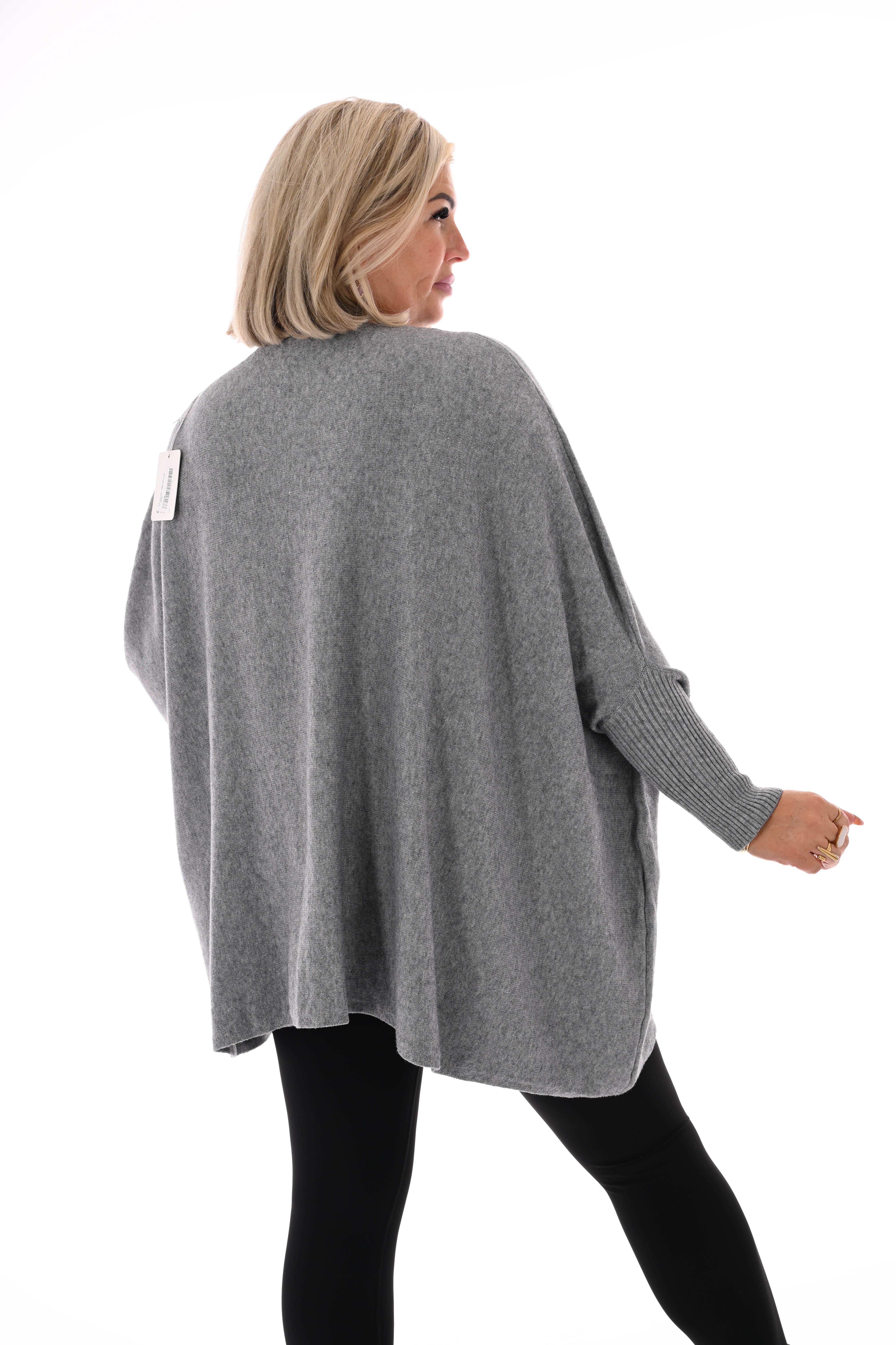 Trui met ster ronde hals grijs