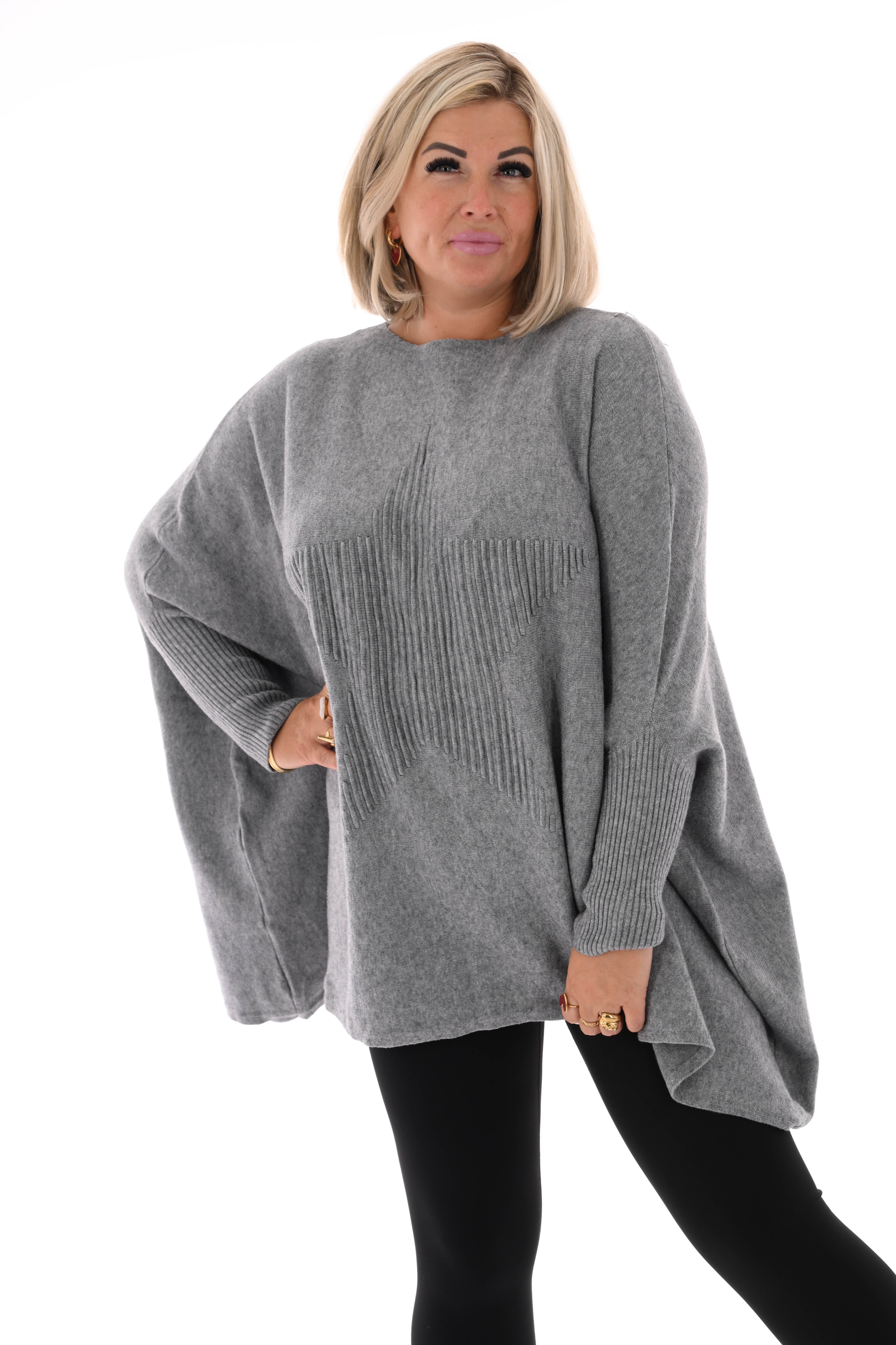 Trui met ster ronde hals grijs