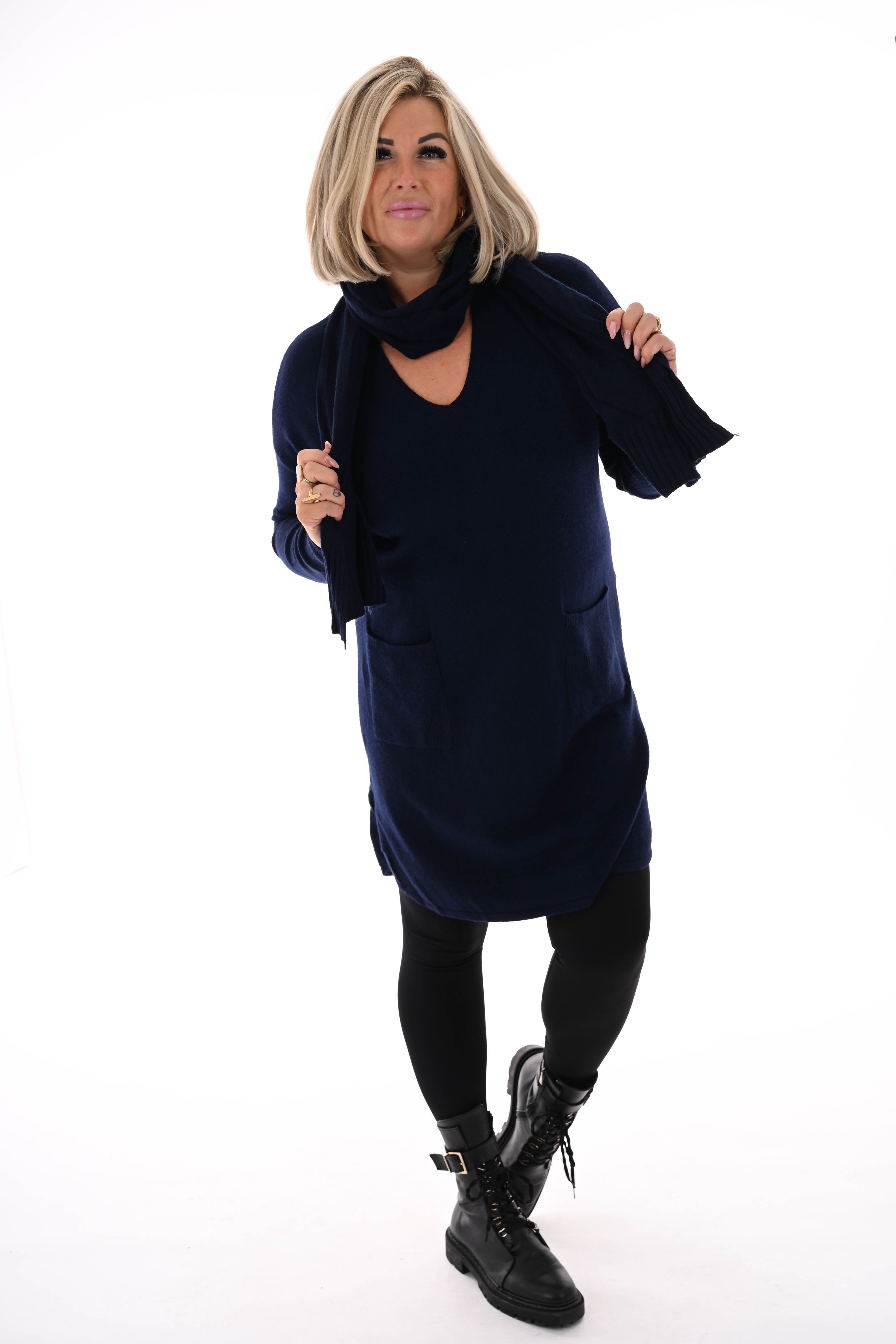 Tuniek met sjaal marineblauw