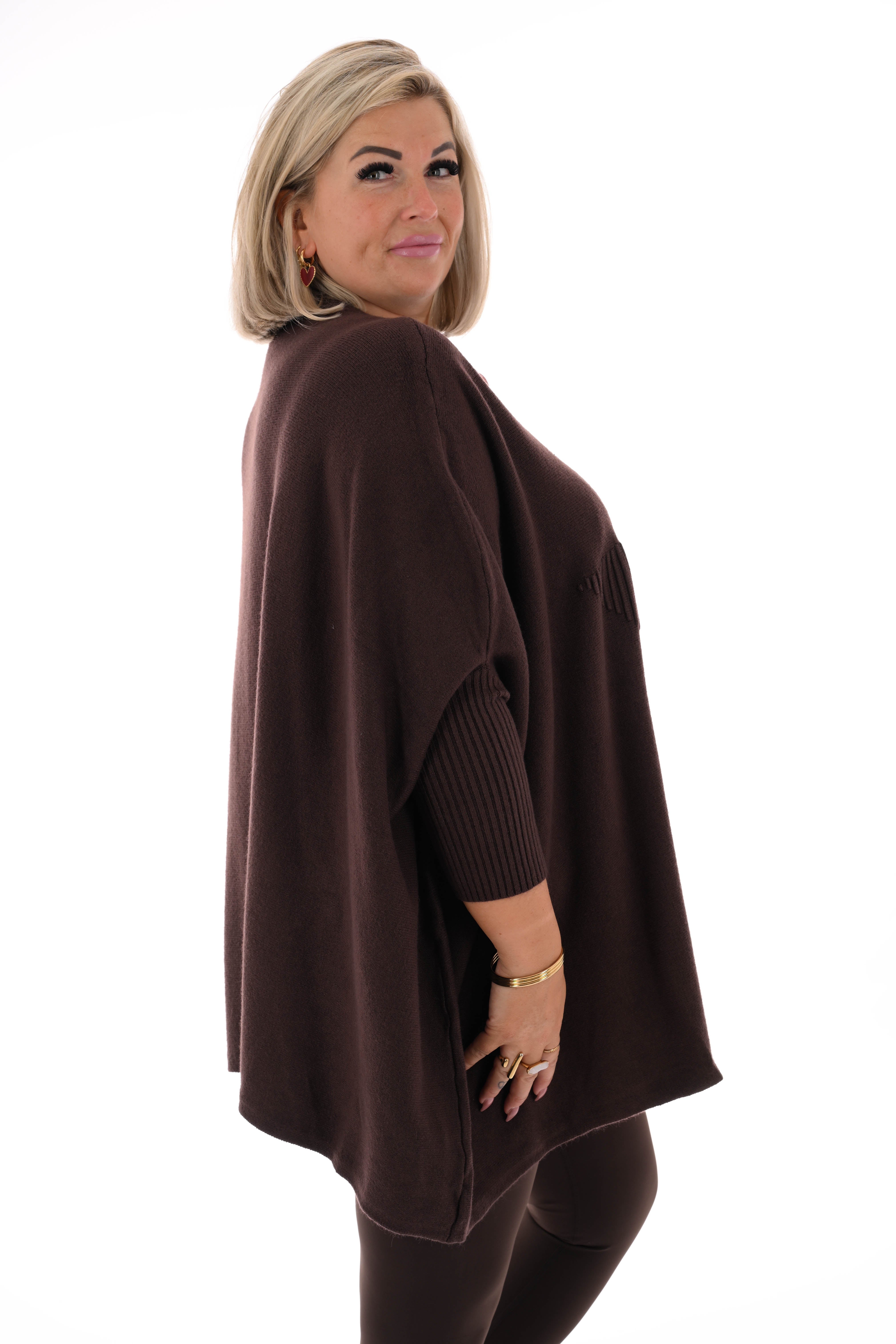 Trui met ster ronde hals donkerbruin