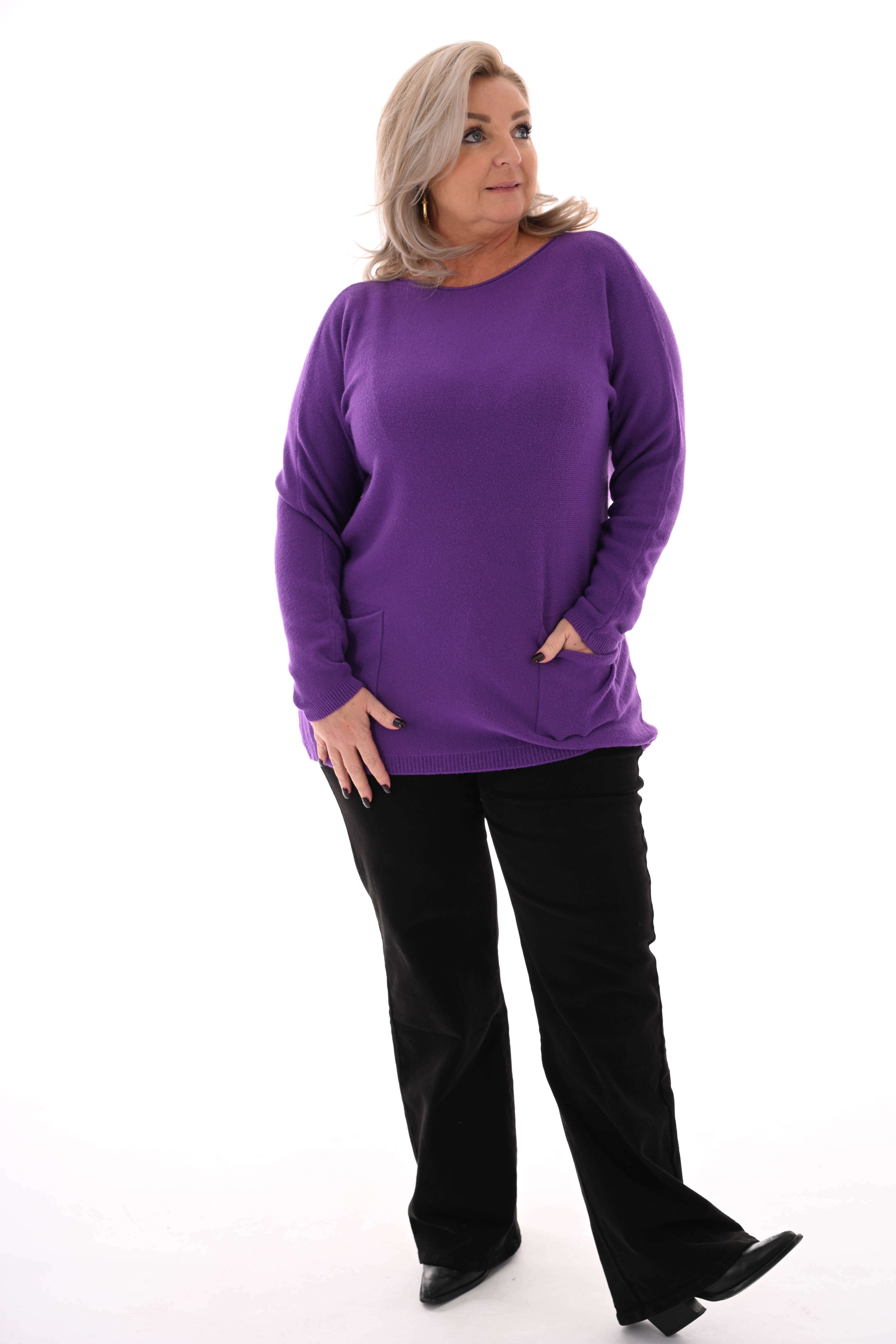 Trui met strikjes rug paars